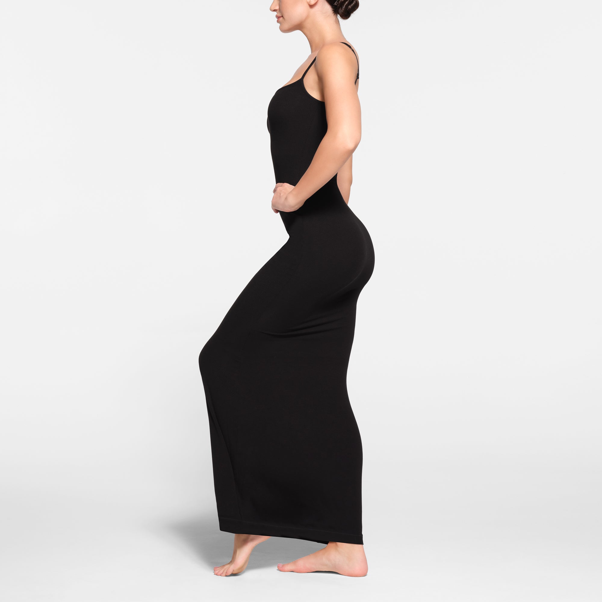 SOFT LOUNGE LONG SLIP DRESS | ONYX - Image 2