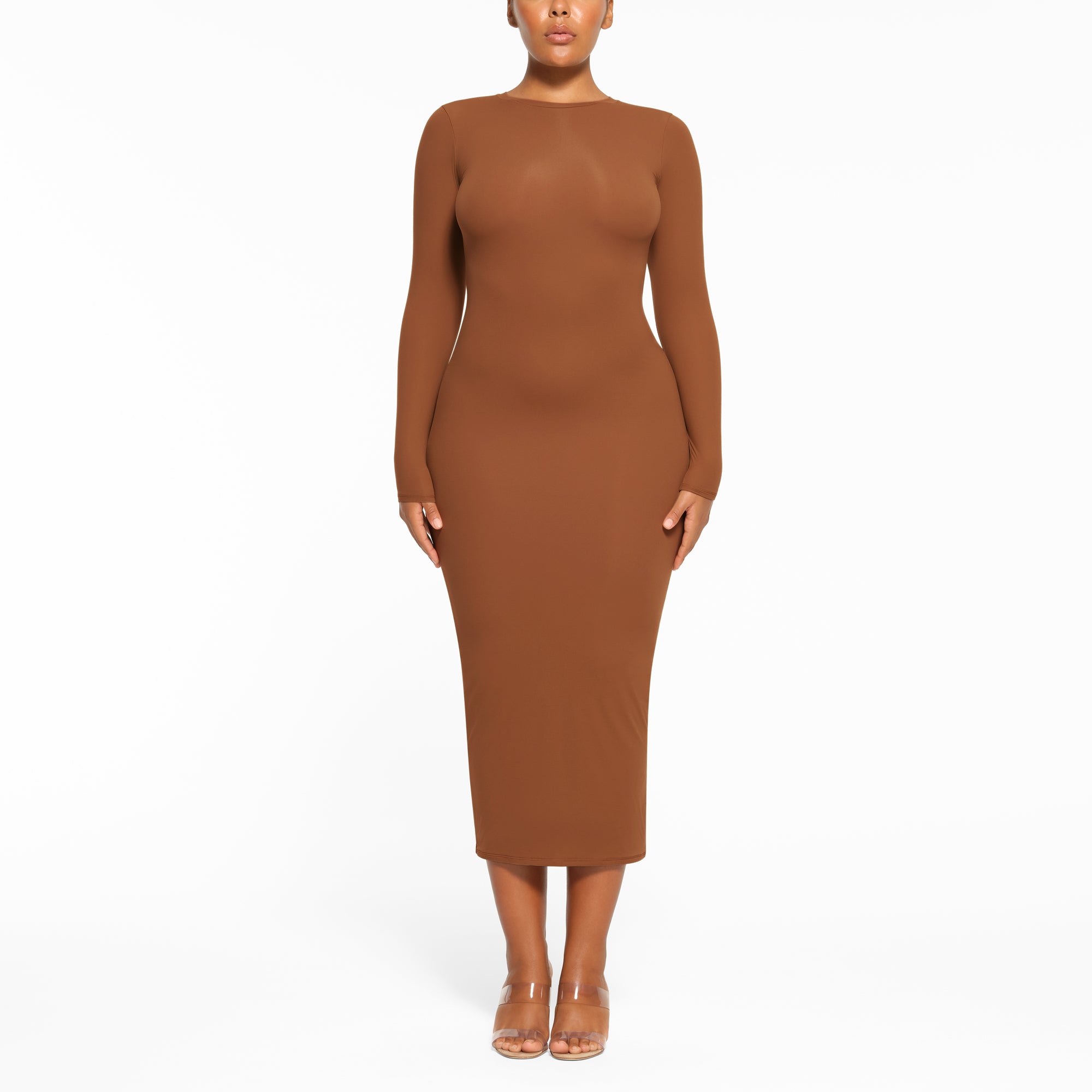 FITS EVERYBODY CREW NECK LONG SLEEVE DRESS | BRONZE - Image 2