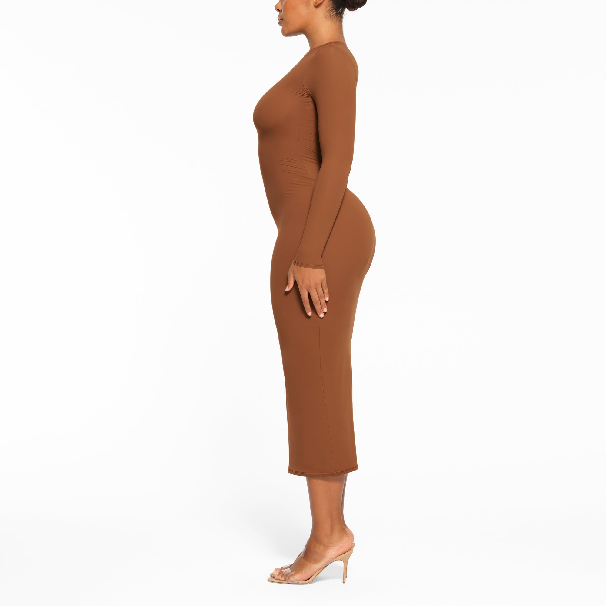 FITS EVERYBODY CREW NECK LONG SLEEVE DRESS | BRONZE - Image 3