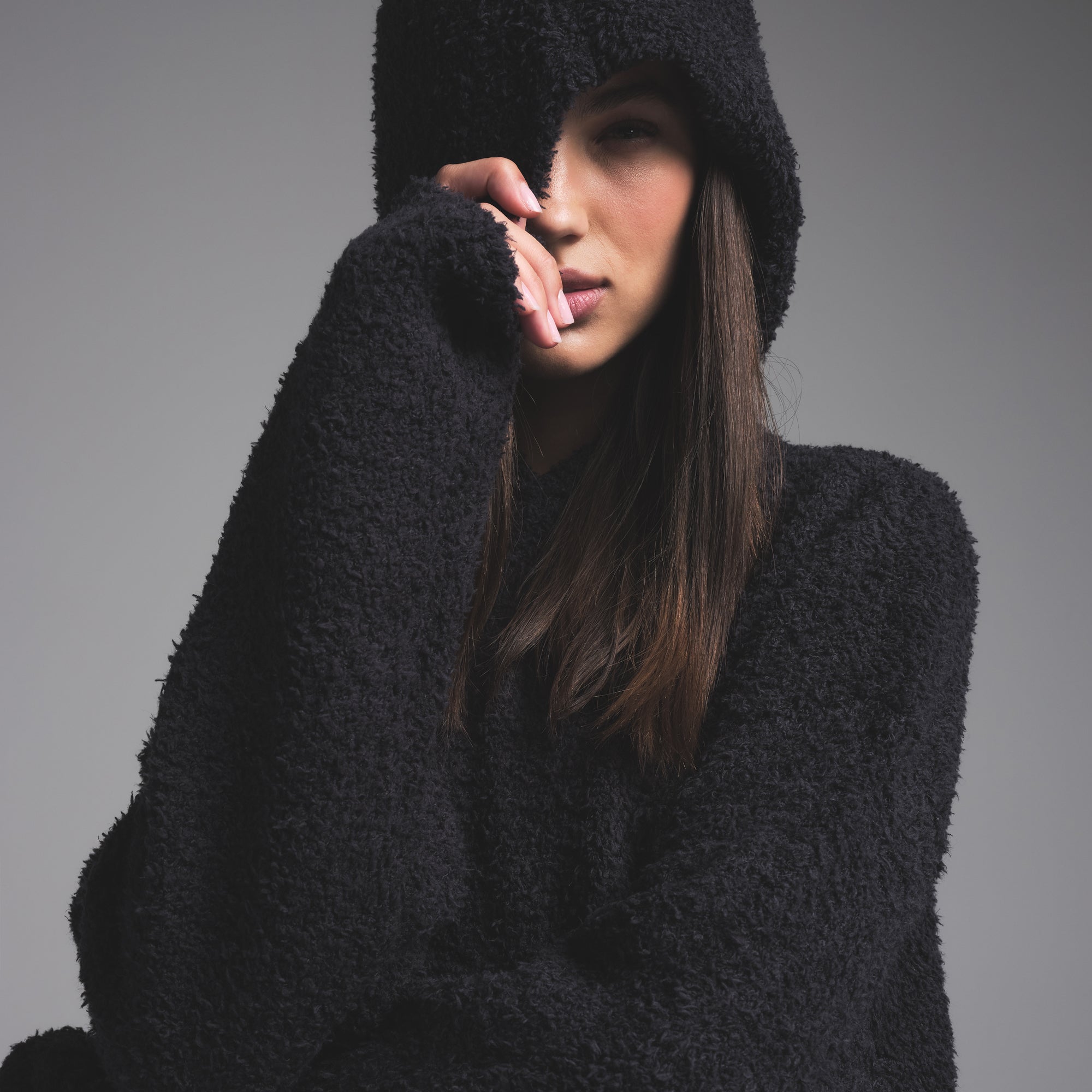 COZY KNIT UNISEX HOODIE | ONYX - Image 4