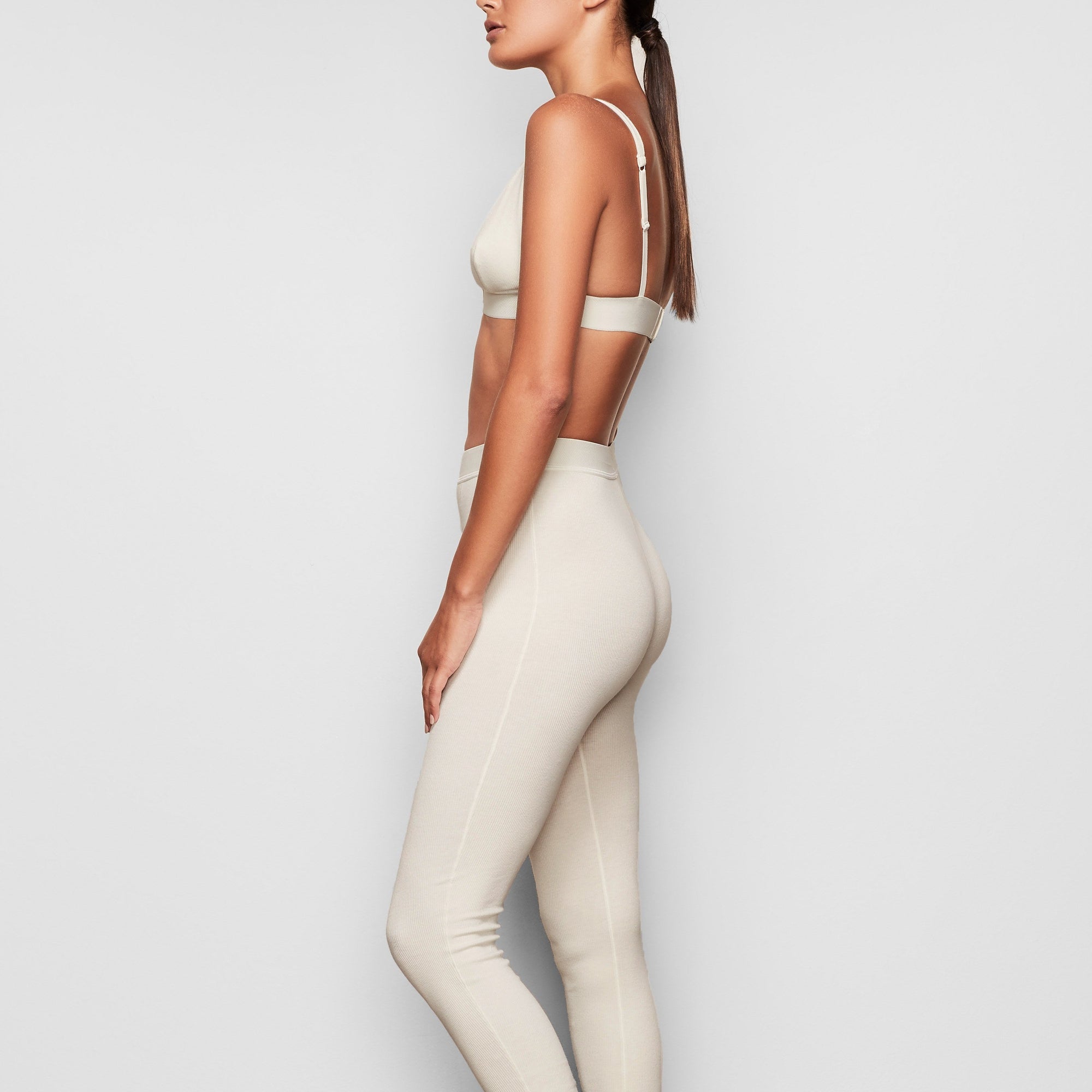 COTTON RIB LEGGING | BONE - Image 3