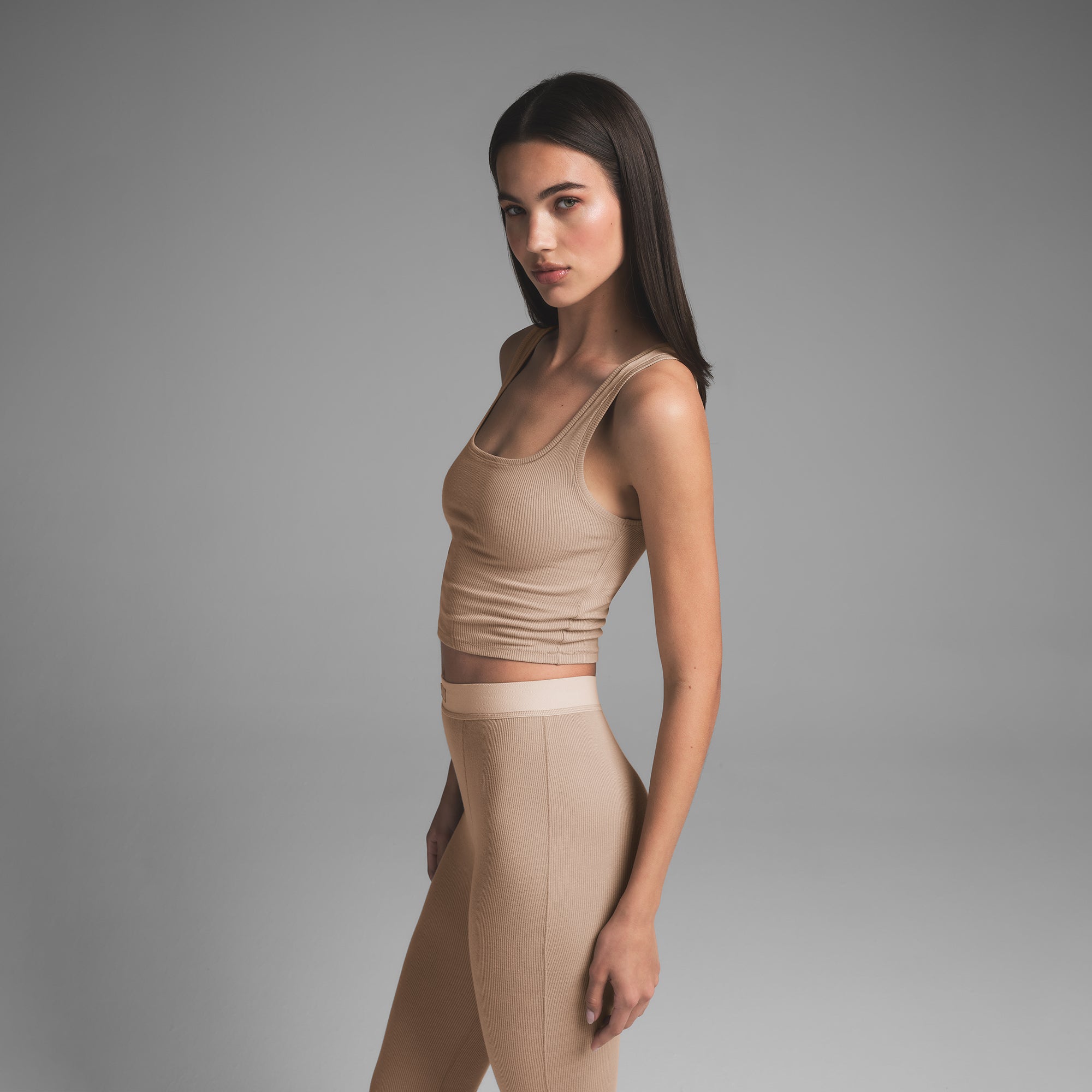 COTTON RIB LEGGING | LATTE - Image 3