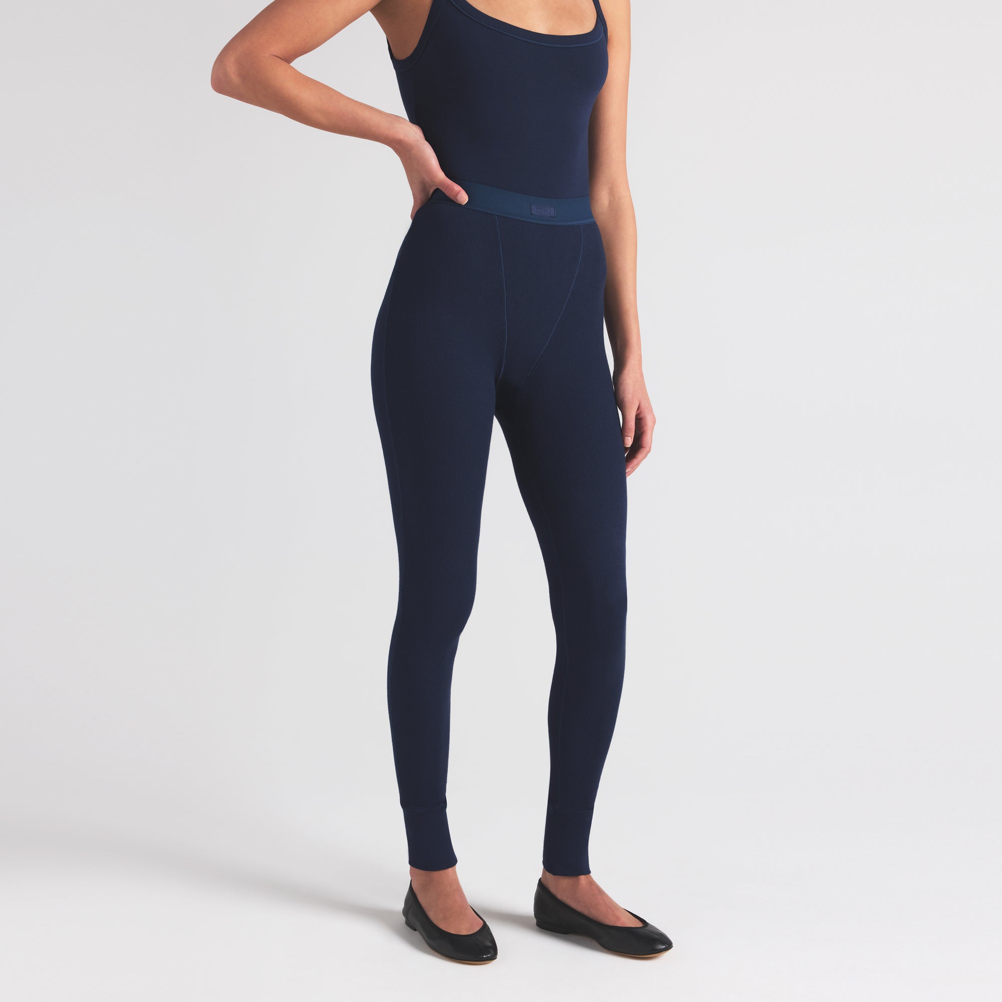 COTTON RIB LEGGING | NAVY - Image 2