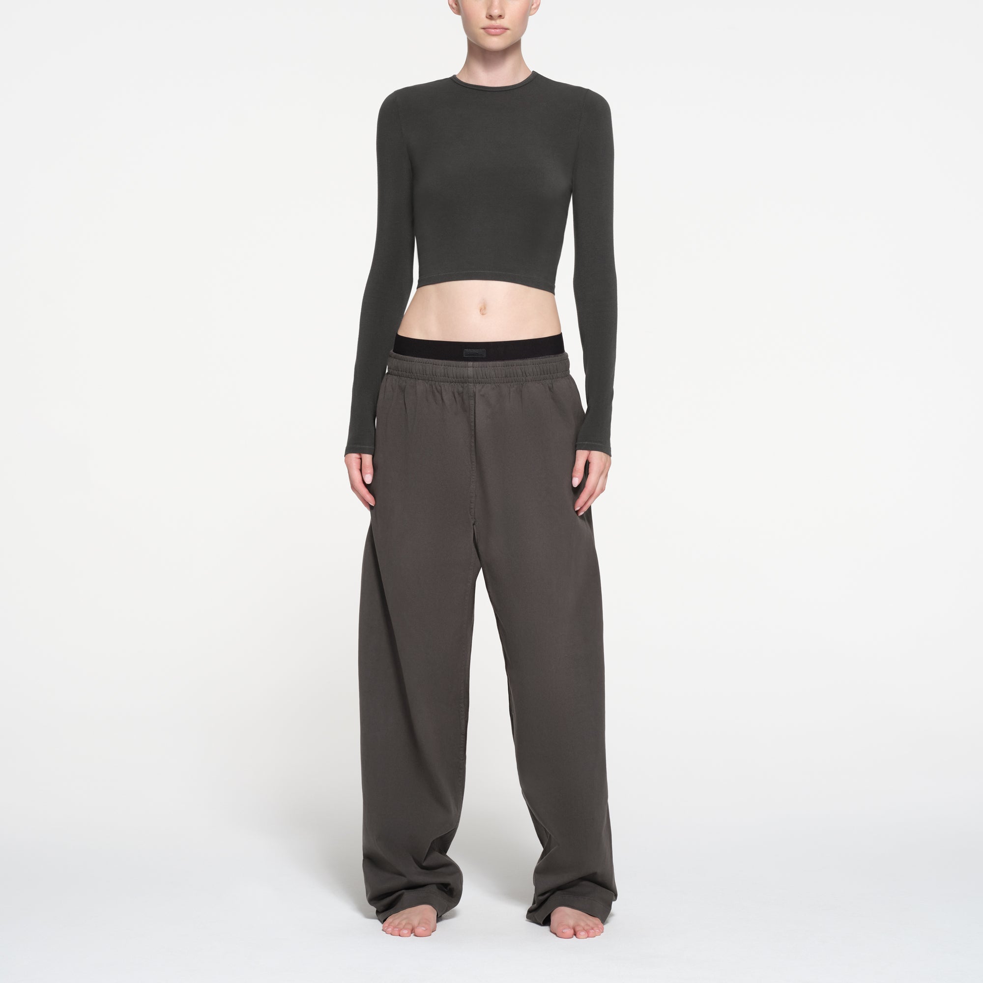 NEW VINTAGE CROPPED LONG SLEEVE T-SHIRT | WASHED ONYX