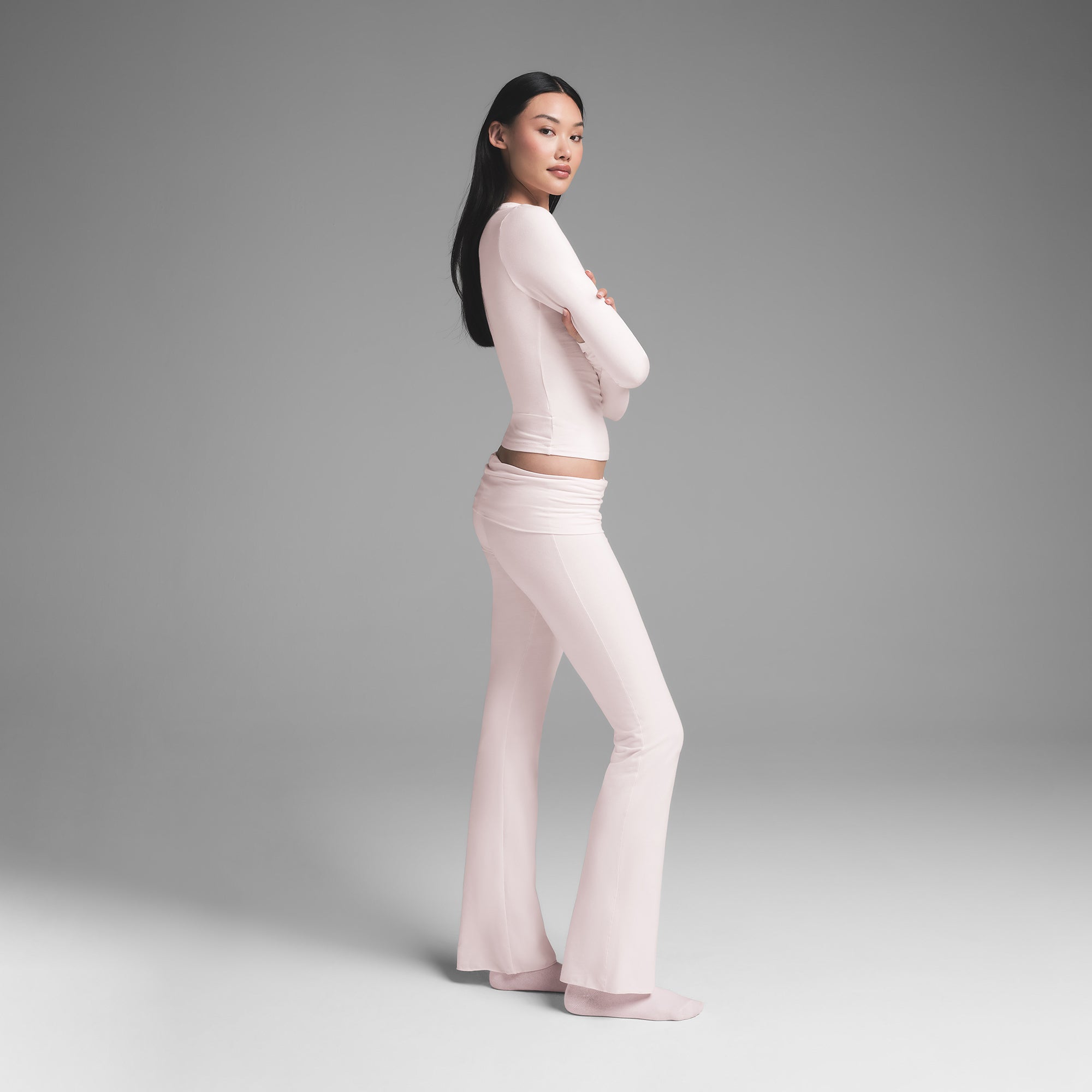 COTTON JERSEY FOLDOVER PANT | BARELY PINK - Image 4