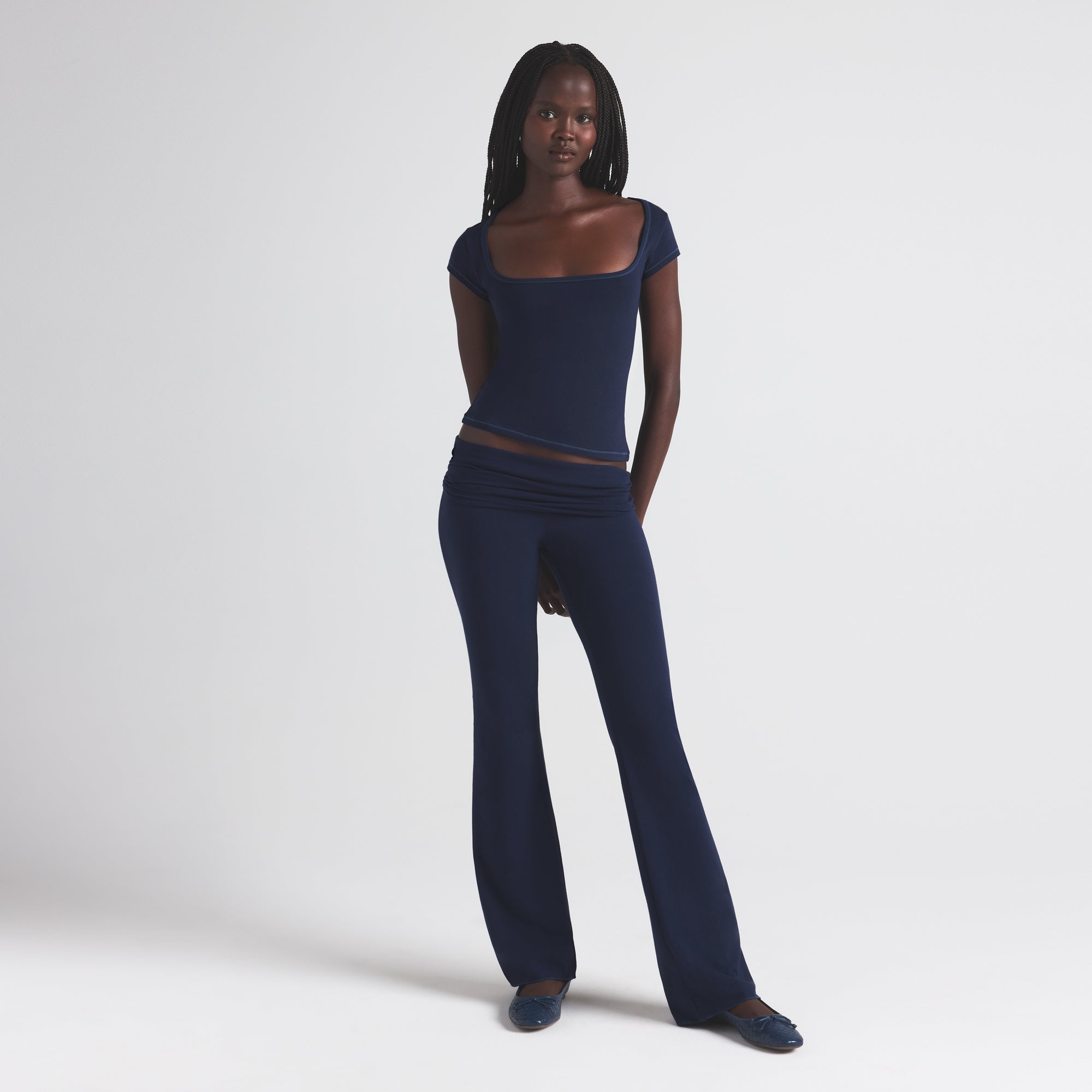 COTTON JERSEY FOLDOVER PANT | NAVY