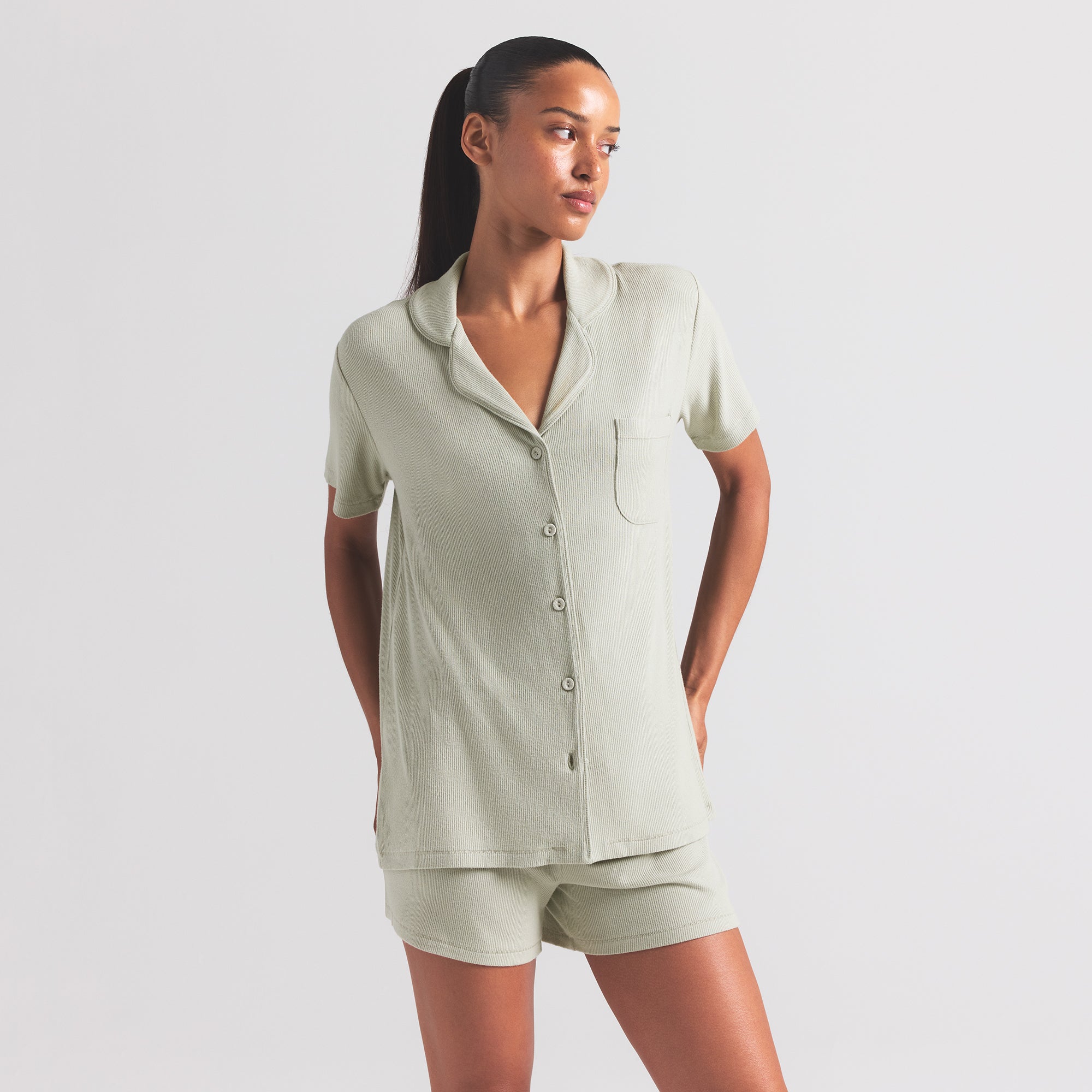 SOFT LOUNGE SHORT SLEEP SET | TALC - Image 2