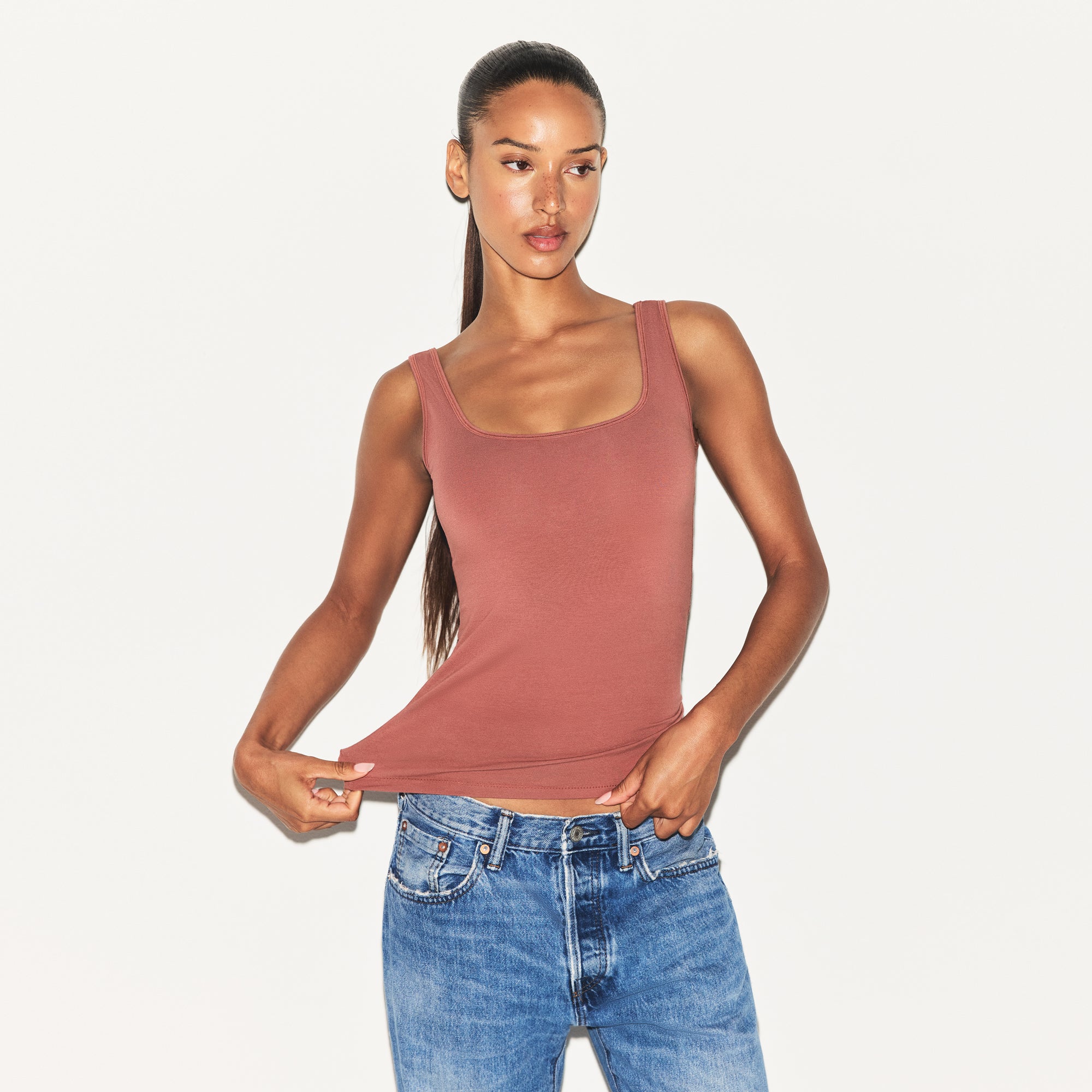 COTTON JERSEY TANK | REDWOOD
