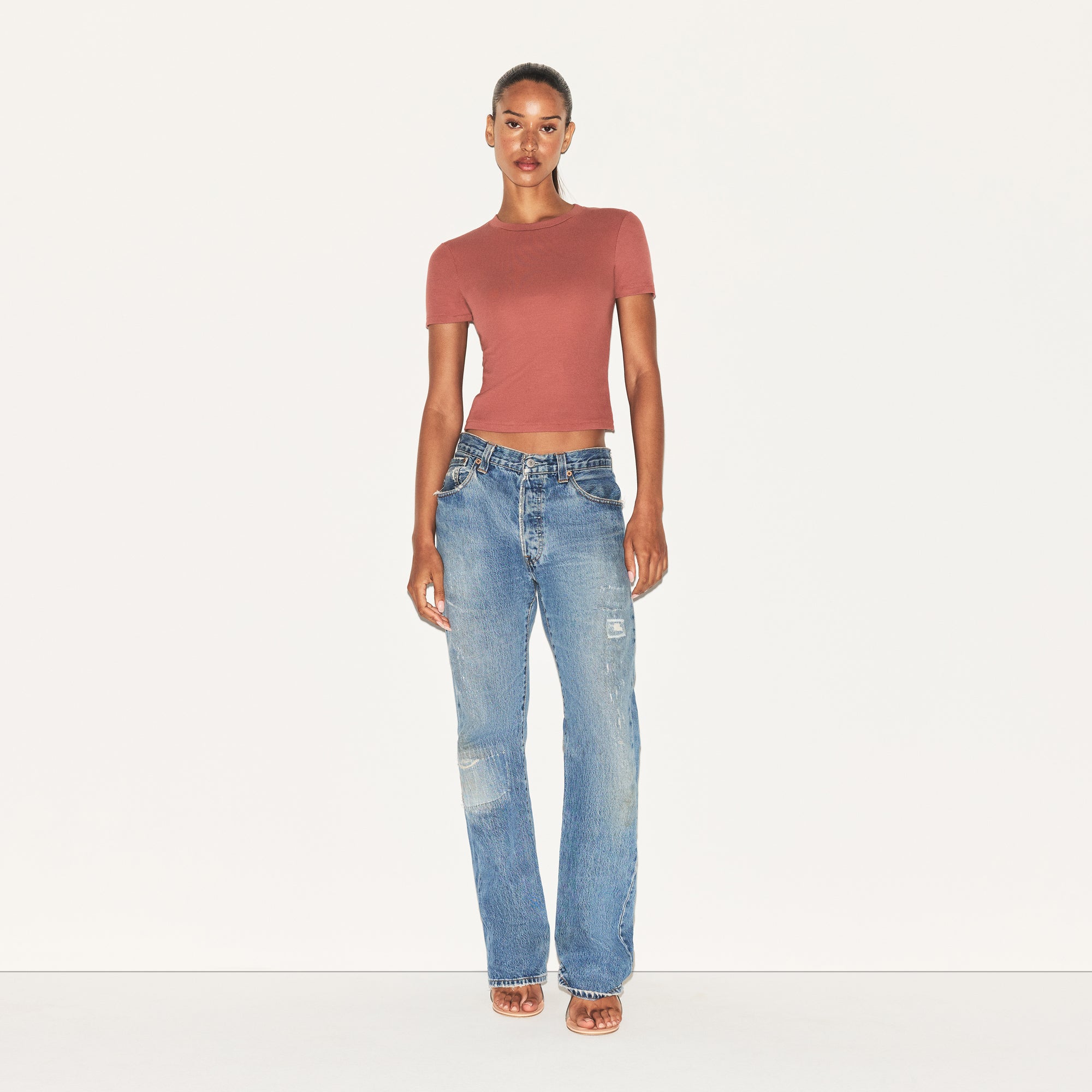 COTTON RIB T-SHIRT | REDWOOD - Image 4