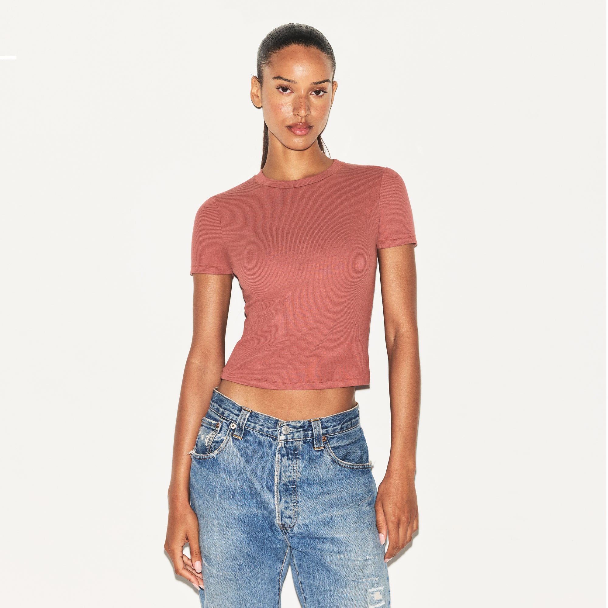 COTTON RIB T-SHIRT | REDWOOD - Image 2