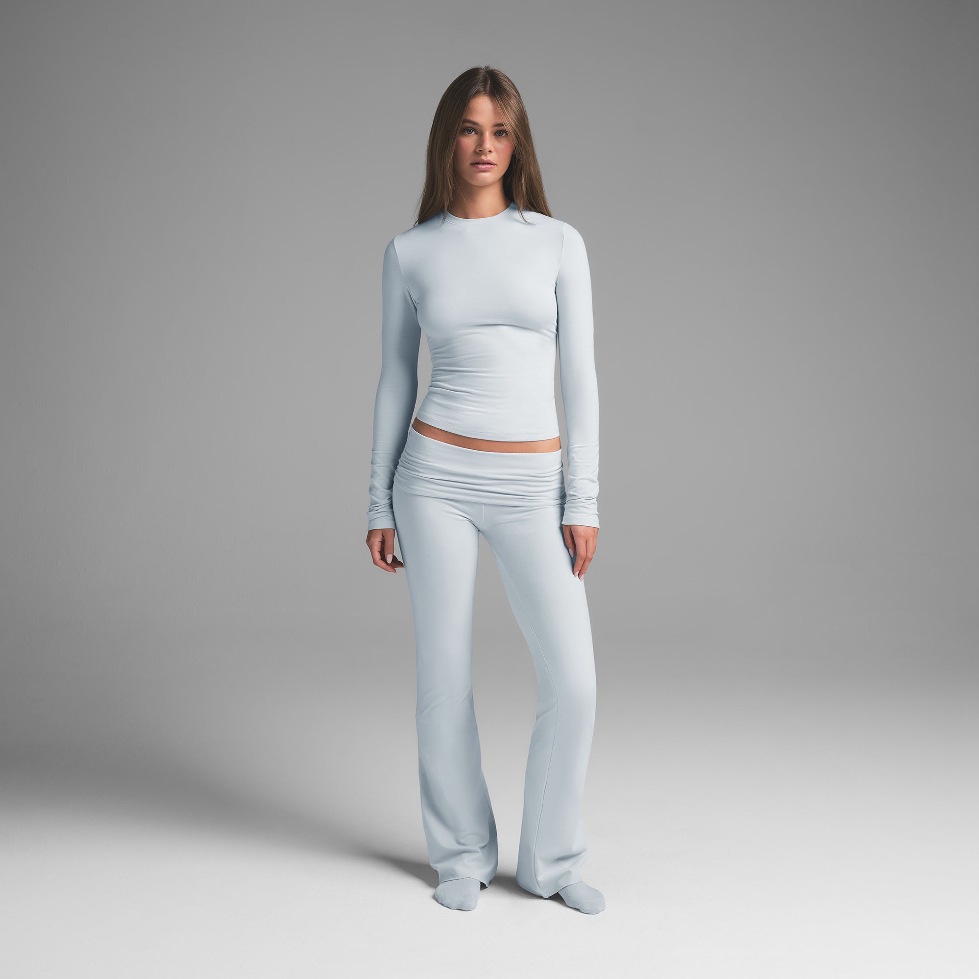 COTTON JERSEY LONG SLEEVE T-SHIRT | ZEN BLUE