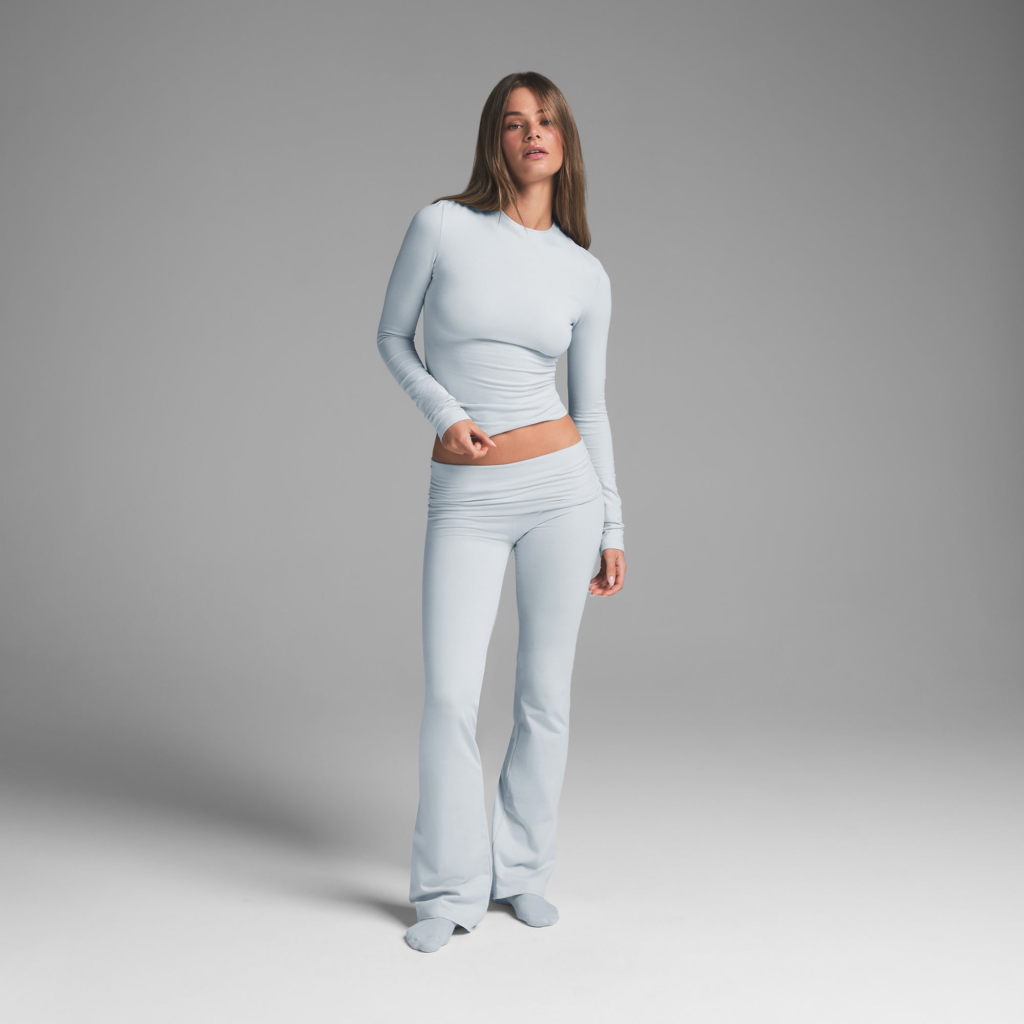 COTTON JERSEY LONG SLEEVE T-SHIRT | ZEN BLUE - Image 2