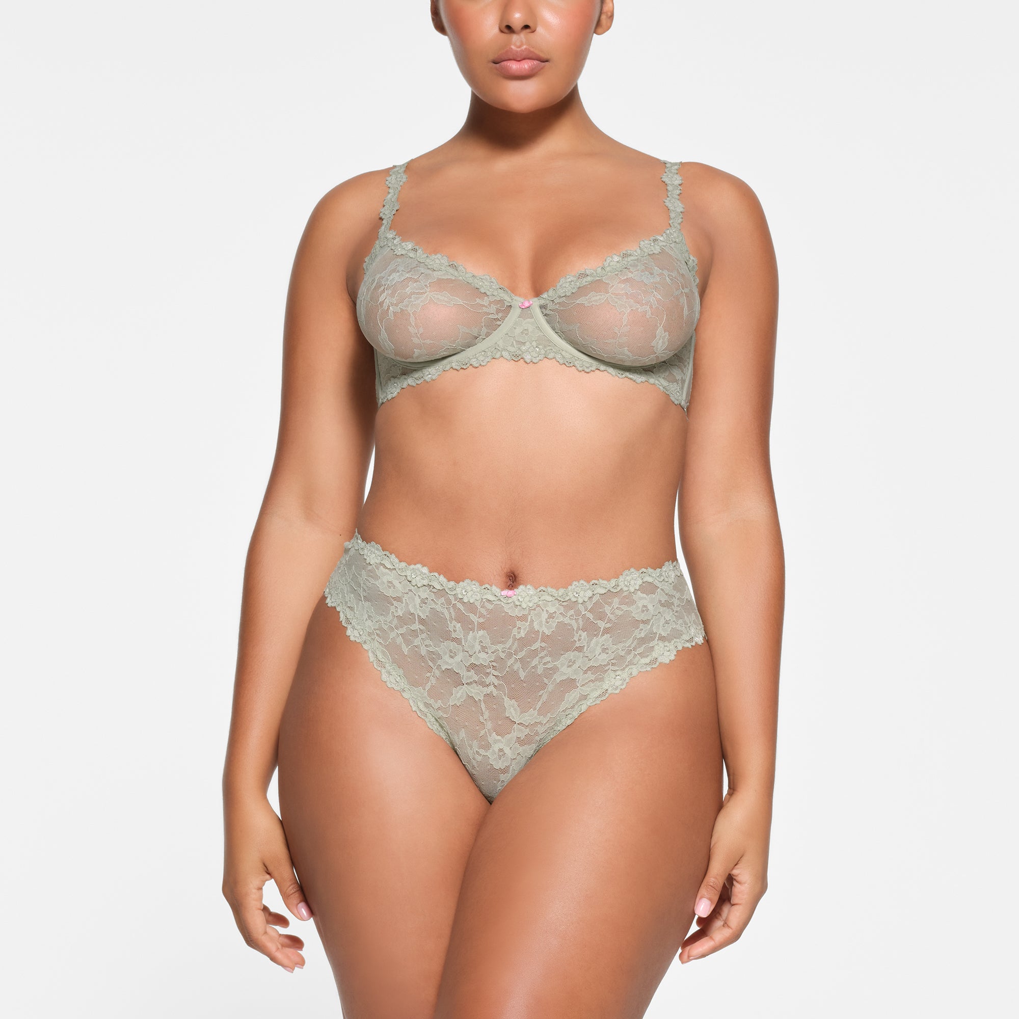 STRETCH LACE UNLINED DEMI BRA | TALC