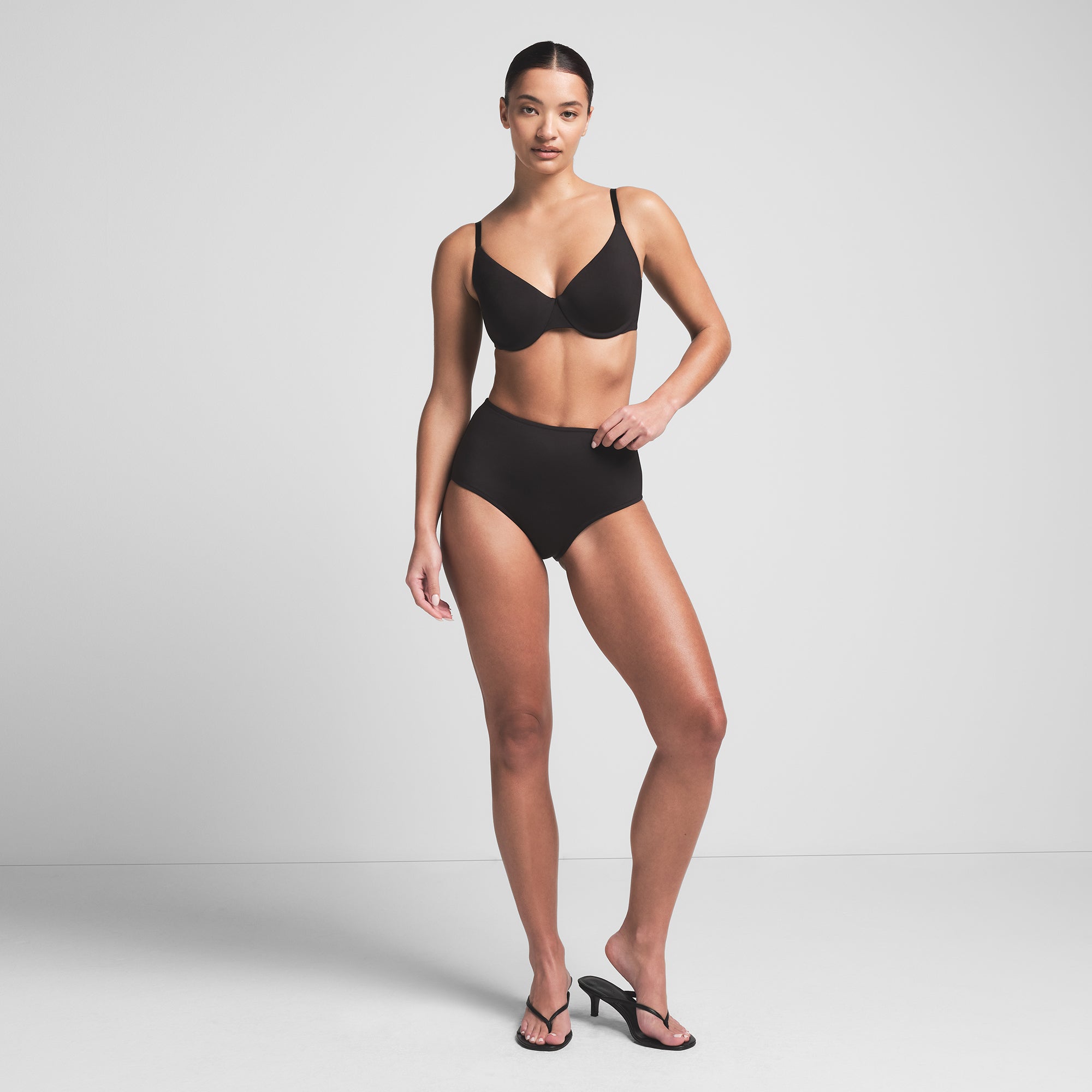 SIGNATURE SWIM HIGH-WAISTED BRIEF BIKINI BOTTOM | ONYX