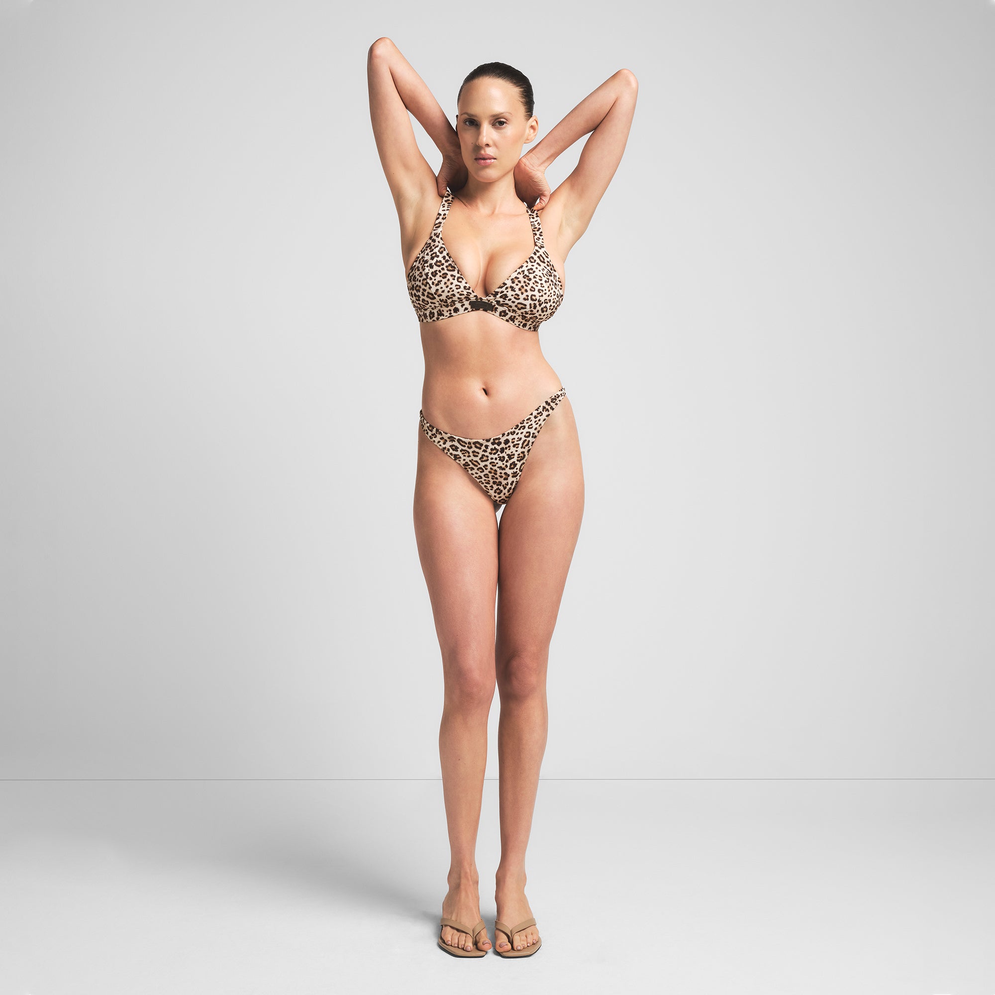 SIGNATURE SWIM THONG BIKINI BOTTOM | CHAMPAGNE LEOPARD PRINT - Image 4