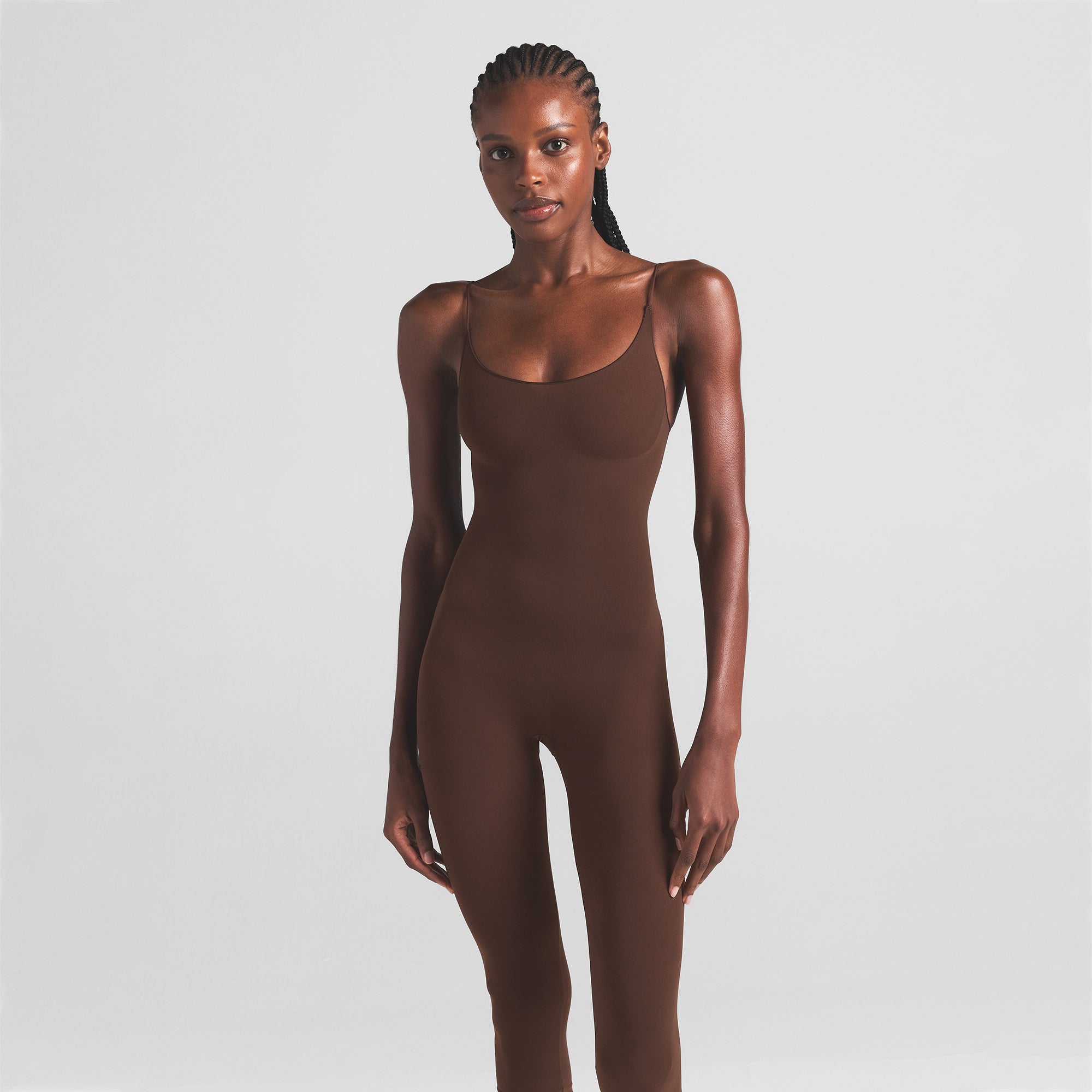 SHEER SEAMLESS CATSUIT | COCOA - Image 2