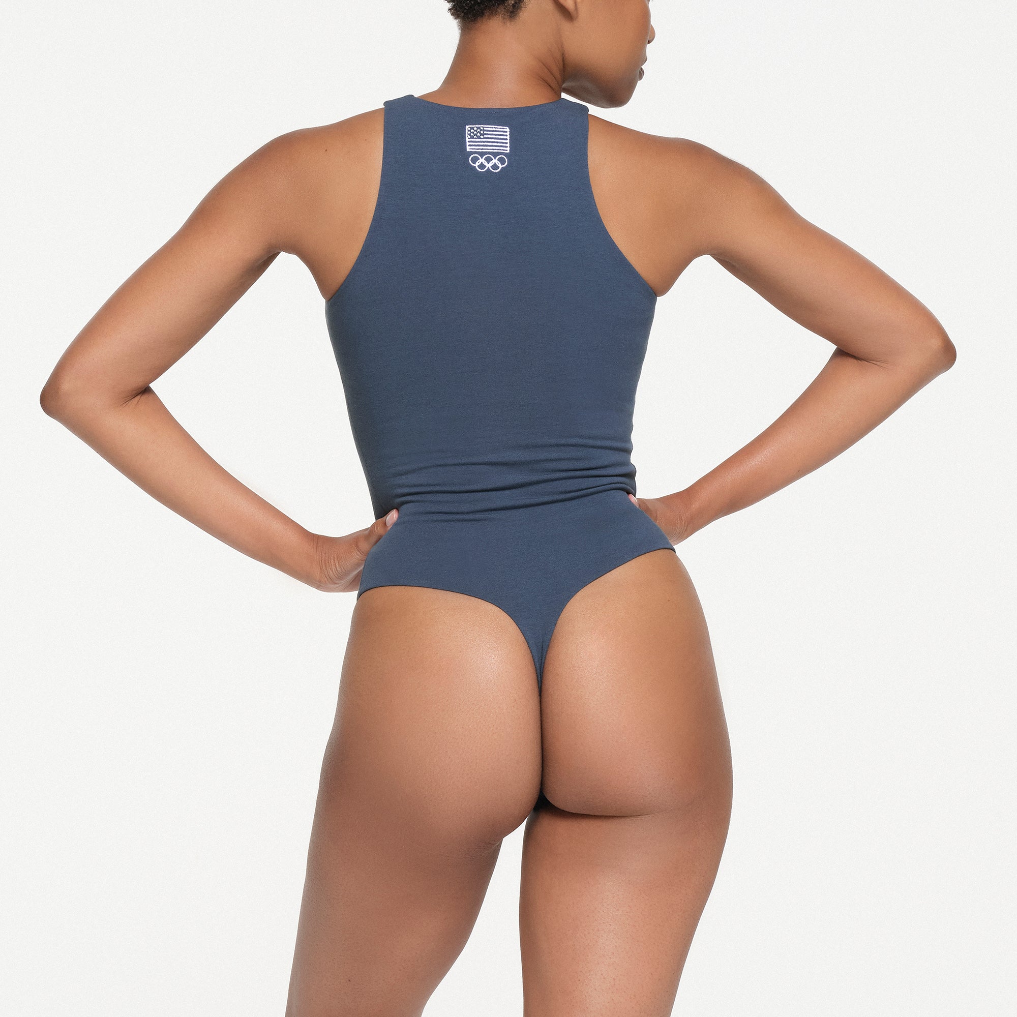 SKIMS FOR TEAM USA COTTON JERSEY OLYMPIC HIGH NECK BODYSUIT | NAVY - Image 3