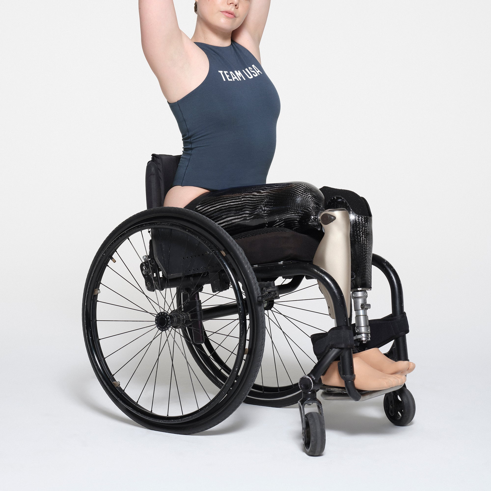 SKIMS FOR TEAM USA COTTON JERSEY PARALYMPIC HIGH NECK BODYSUIT | NAVY - Image 2