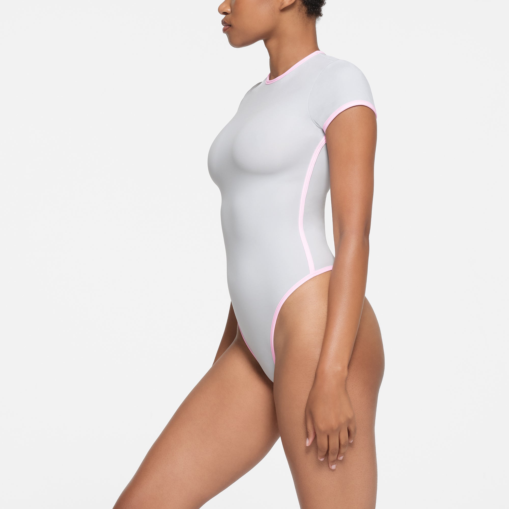 FITS EVERYBODY CONTRAST TRIM T-SHIRT BODYSUIT | PLATINUM - Image 2