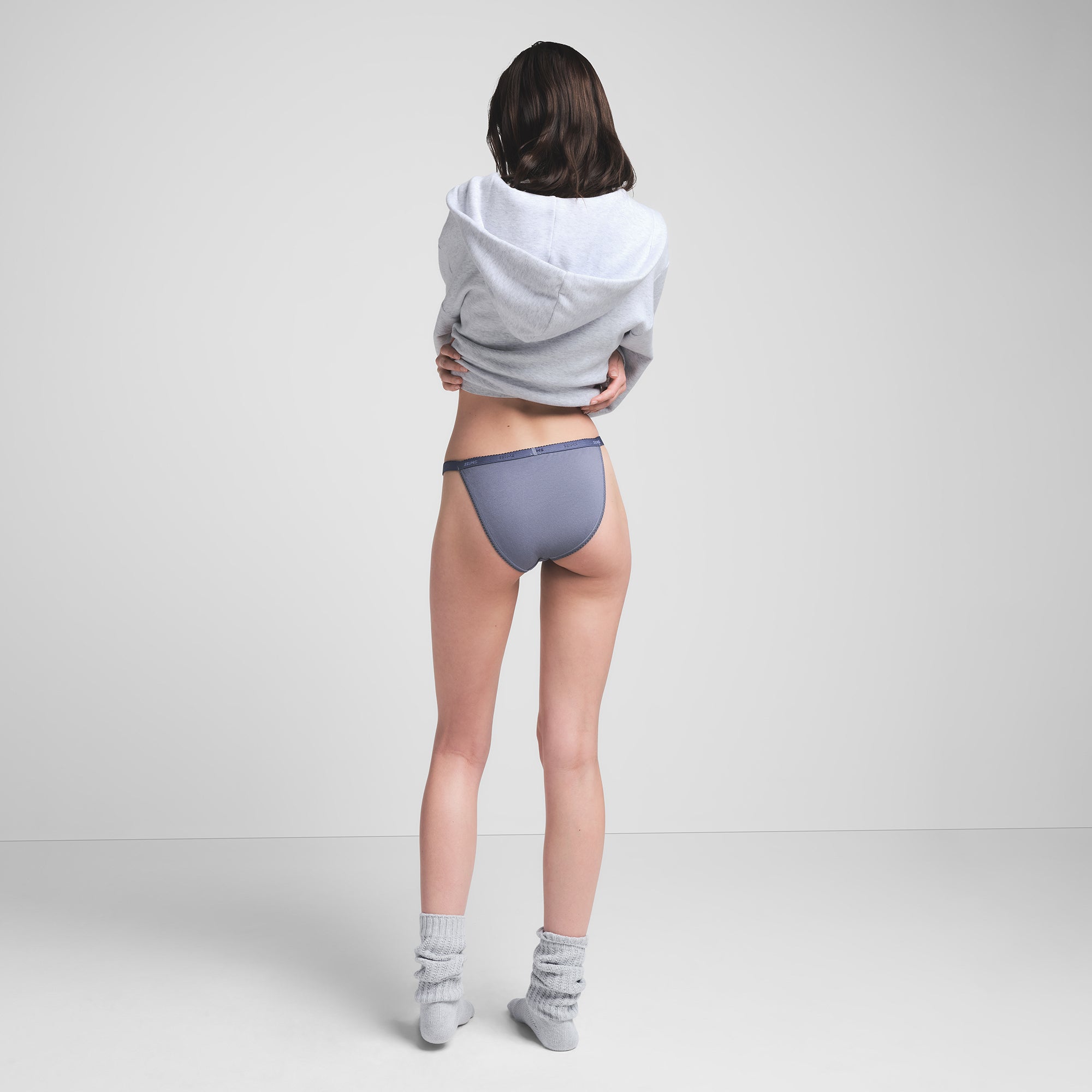 LIGHTWEIGHT COTTON LOGO PICOT STRING BIKINI | STEEL BLUE - Image 3