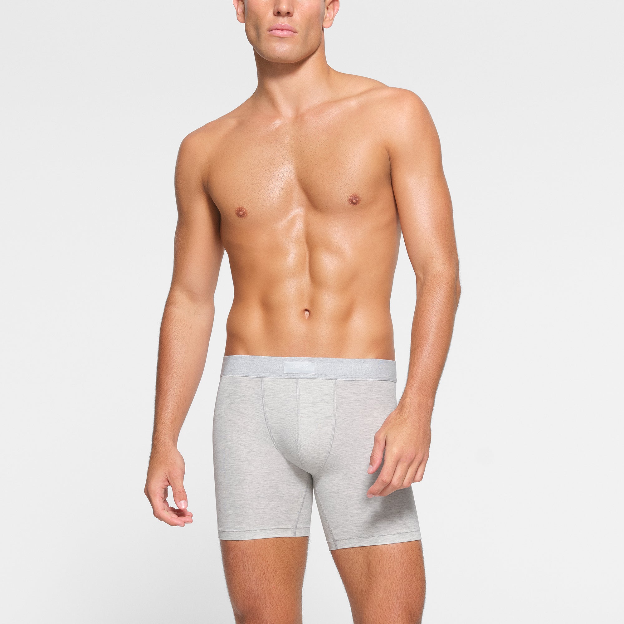 SKIMS COTTON MENS 5" BOXER BRIEF | LIGHT HEATHER GREY
