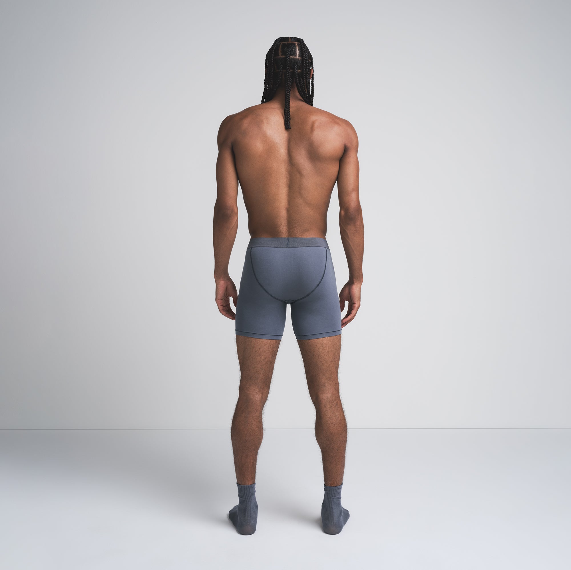 SKIMS COTTON MENS 5" BOXER BRIEF | STEEL BLUE - Image 3