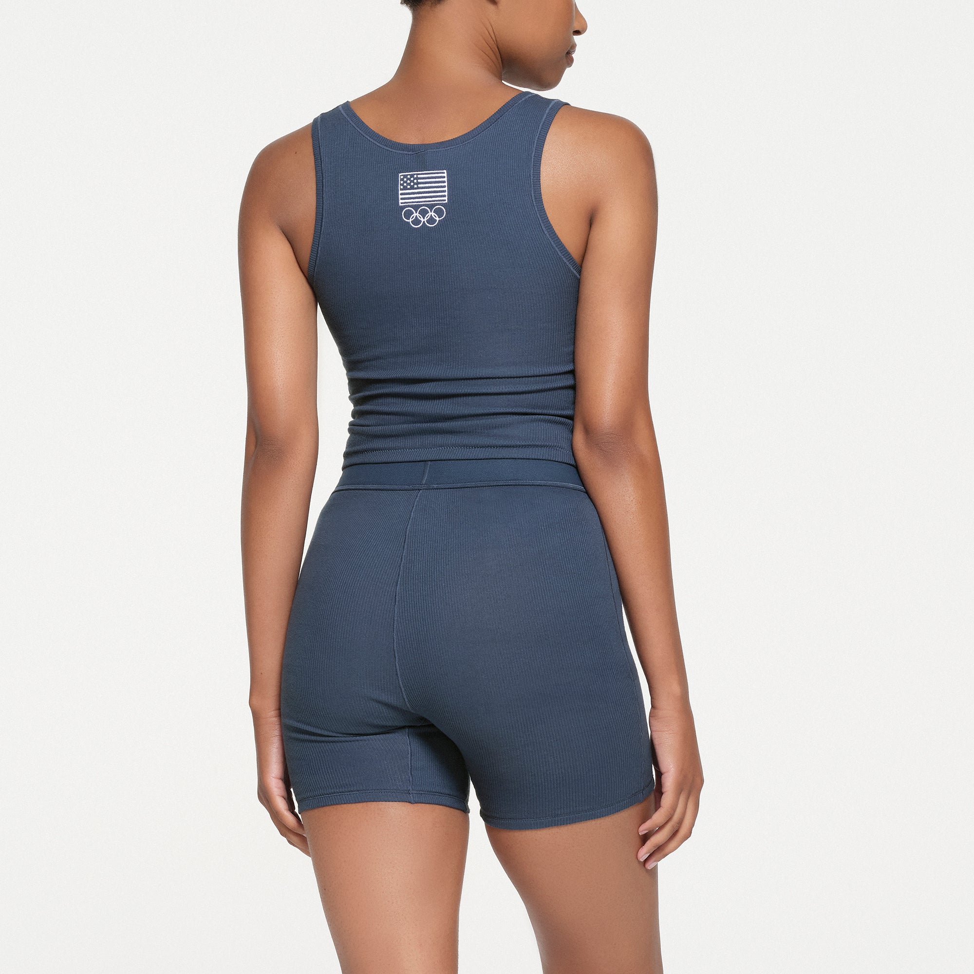 SKIMS FOR TEAM USA COTTON RIB OLYMPIC BOXER | NAVY - Image 3