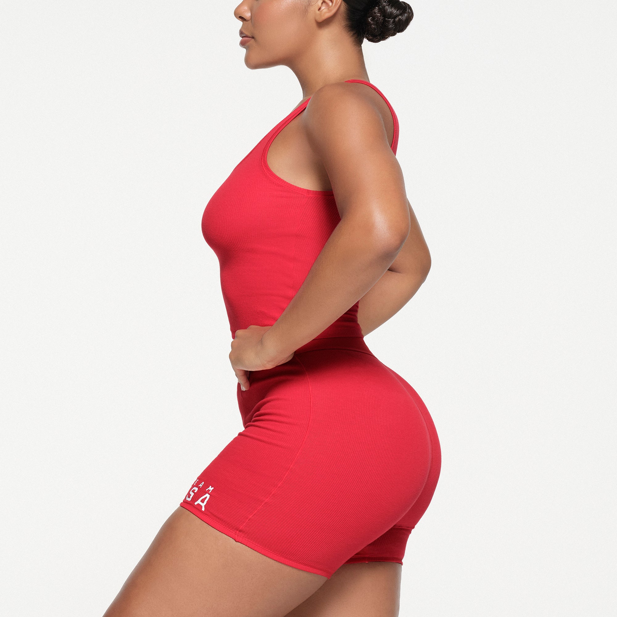 SKIMS FOR TEAM USA COTTON RIB OLYMPIC BOXER | RED - Image 2