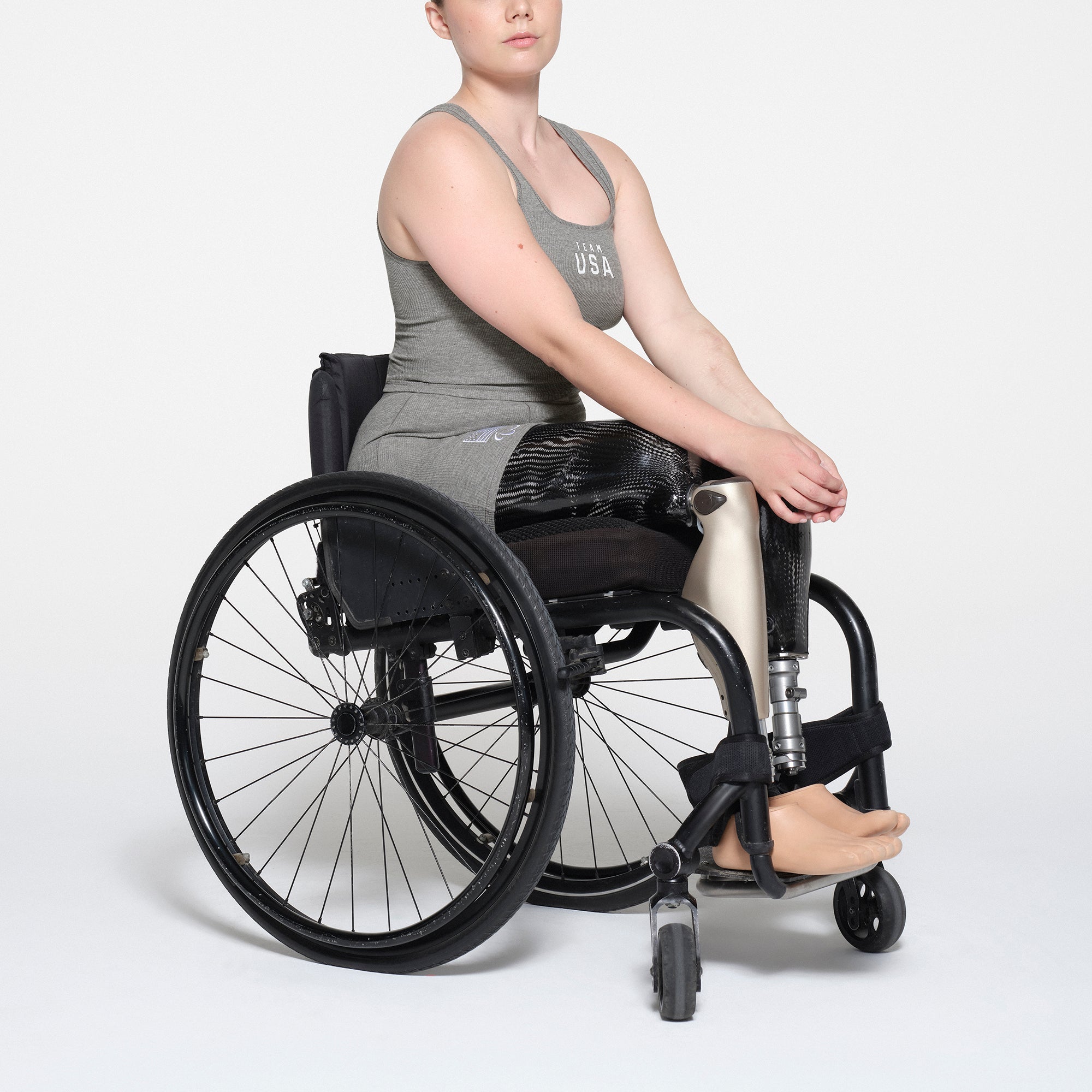 SKIMS FOR TEAM USA COTTON RIB PARALYMPIC BOXER | HEATHER GREY - Image 2