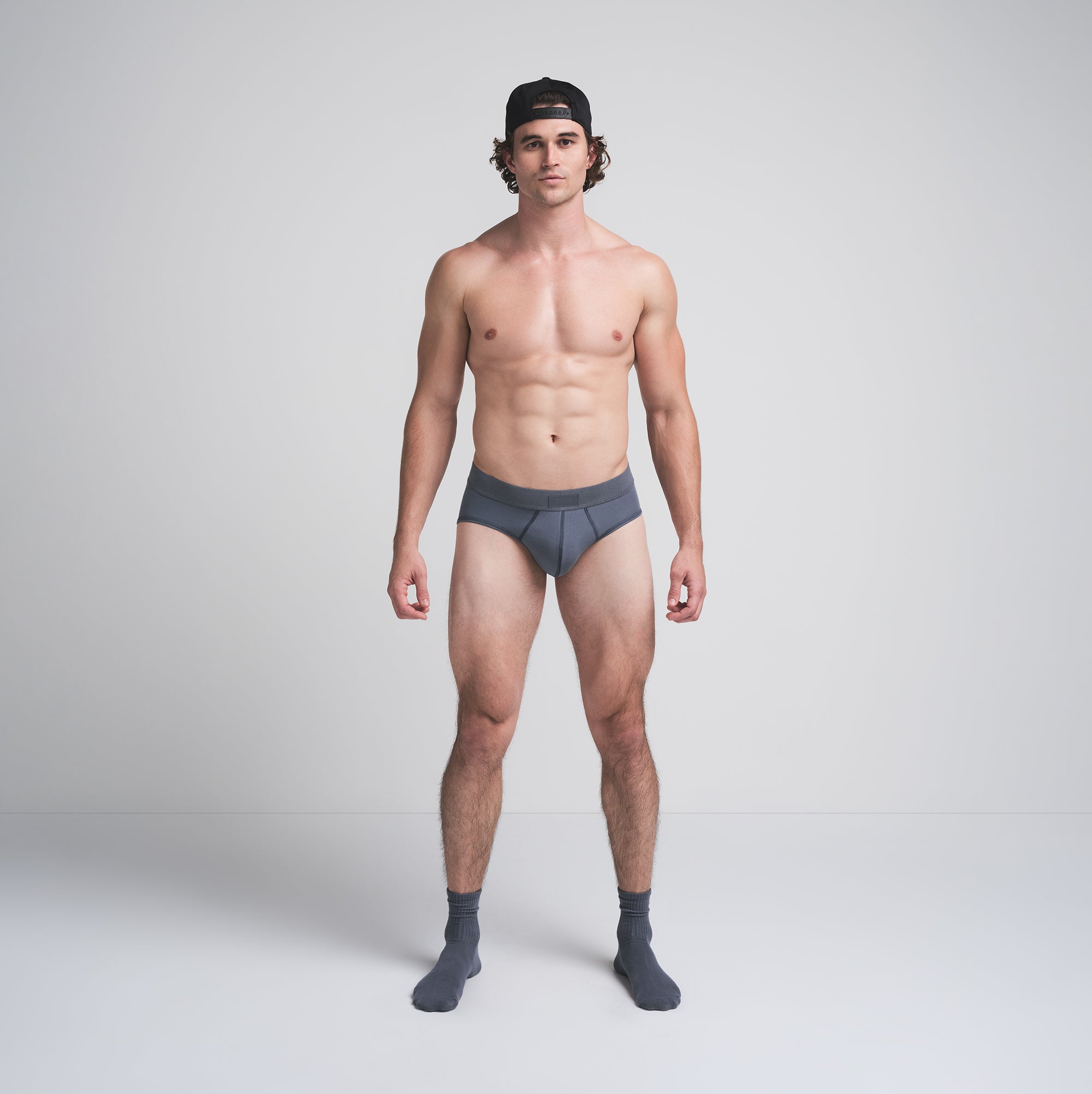 SKIMS COTTON MENS BRIEF | STEEL BLUE