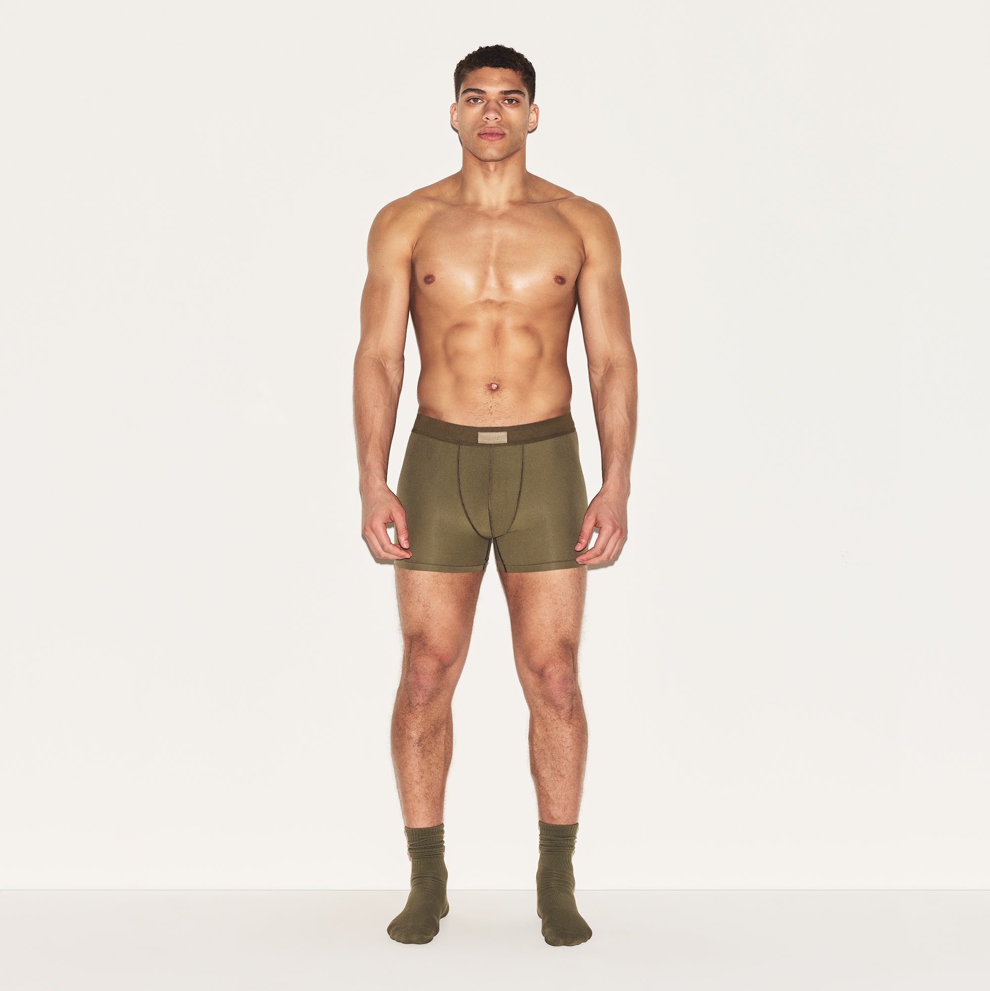 SKIMS COTTON MENS 3" BOXER BRIEF | ARMY