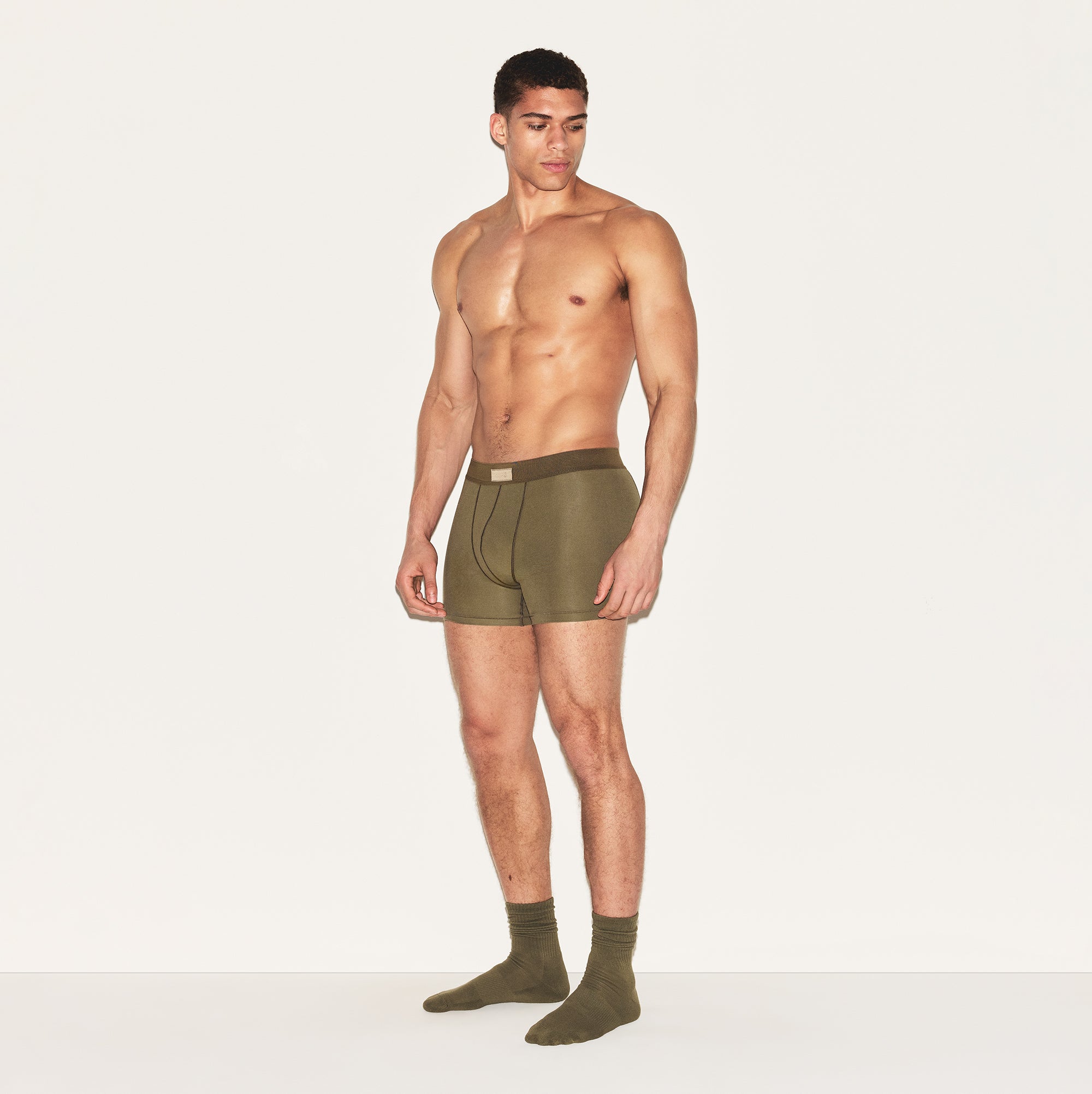 SKIMS COTTON MENS 3" BOXER BRIEF | ARMY - Image 2