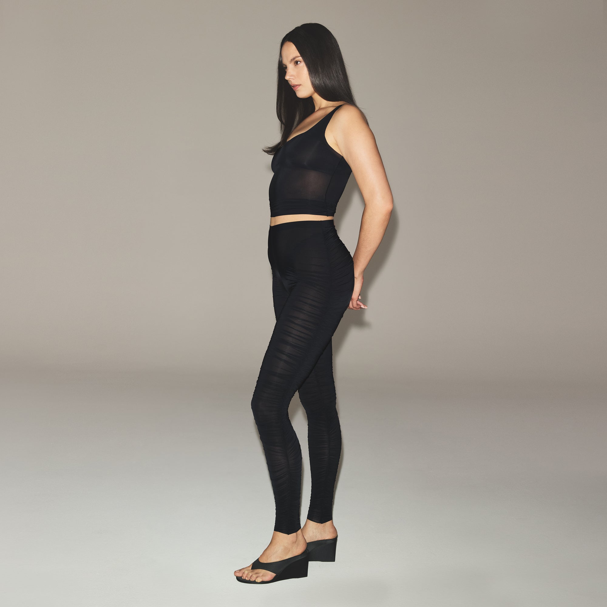 MILKY SHEER HIGH-WAISTED LEGGING | OBSIDIAN - Image 2