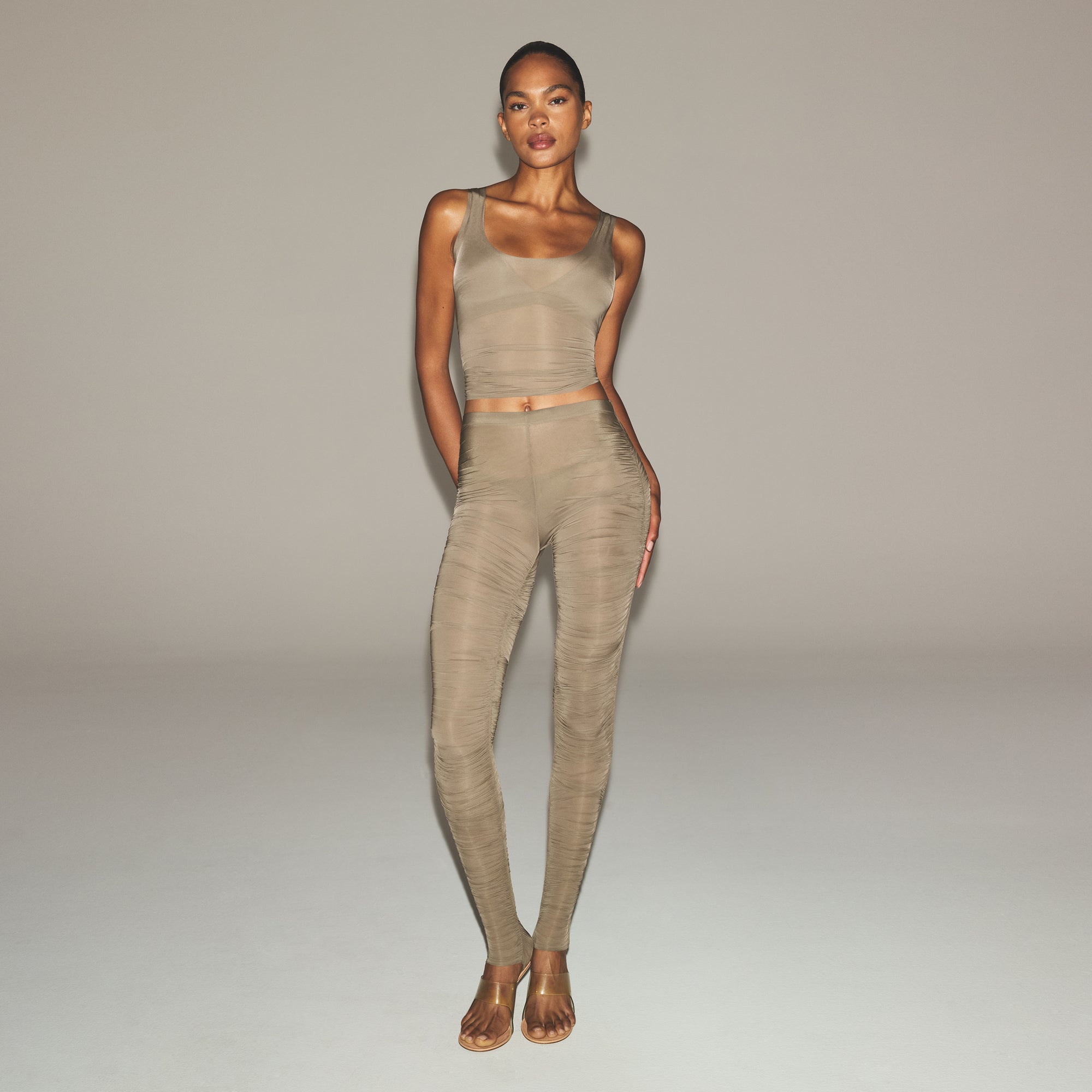 MILKY SHEER HIGH-WAISTED LEGGING | TRUFFLE