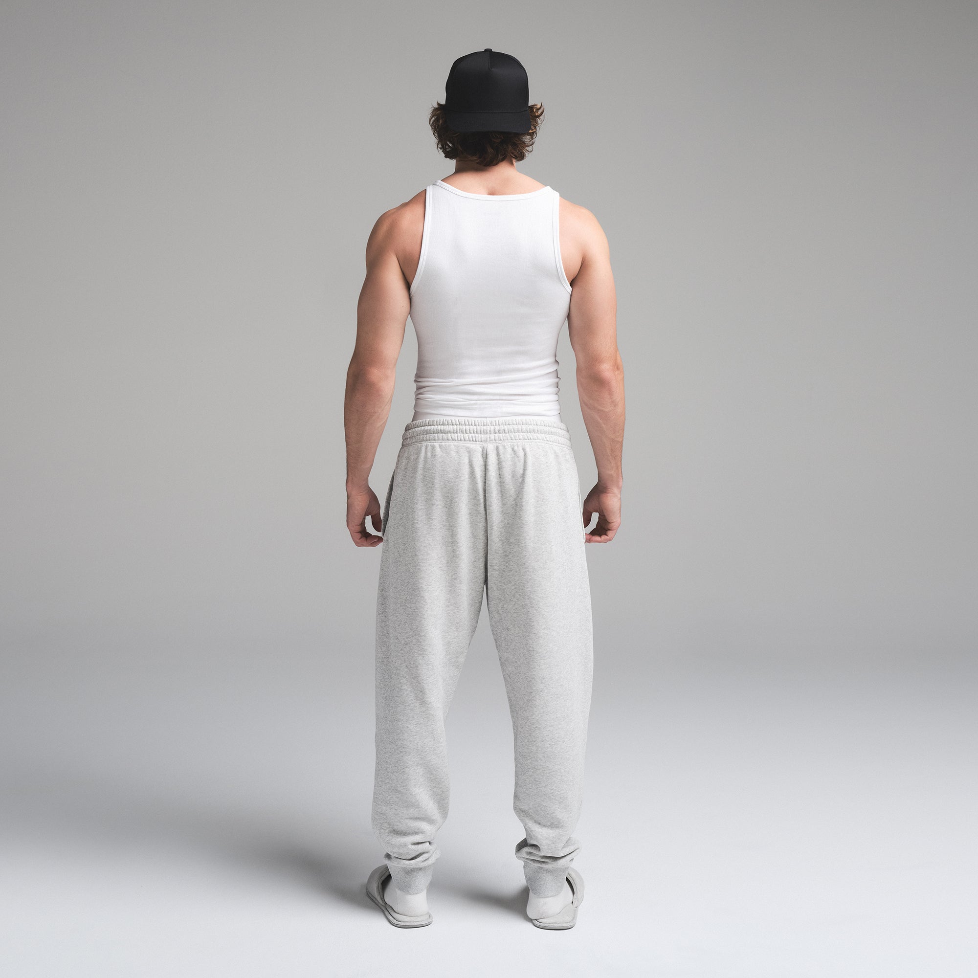 FLEECE LOUNGE MENS TAPERED JOGGER | LIGHT HEATHER GREY - Image 4