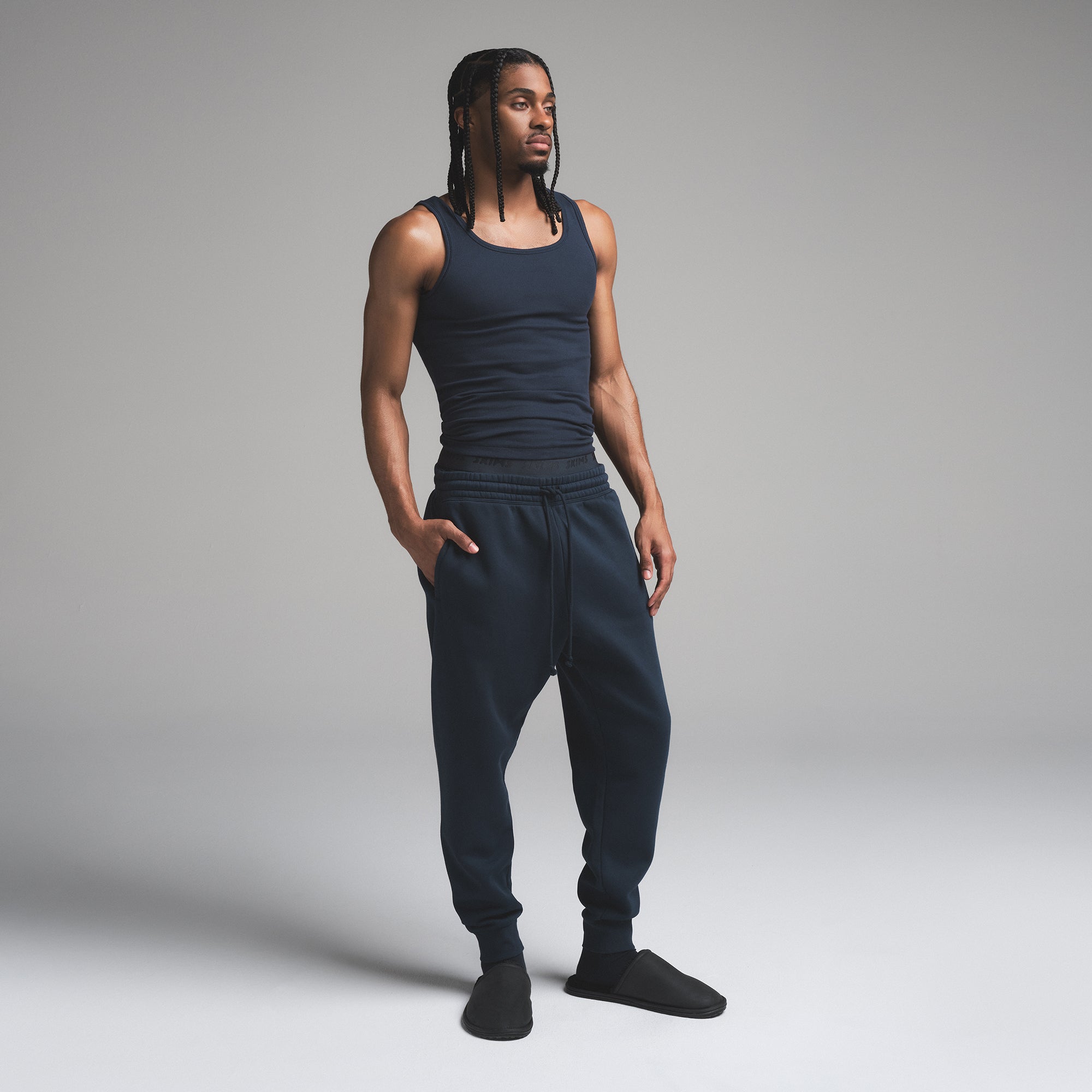 FLEECE LOUNGE MENS TAPERED JOGGER | NAVY - Image 2
