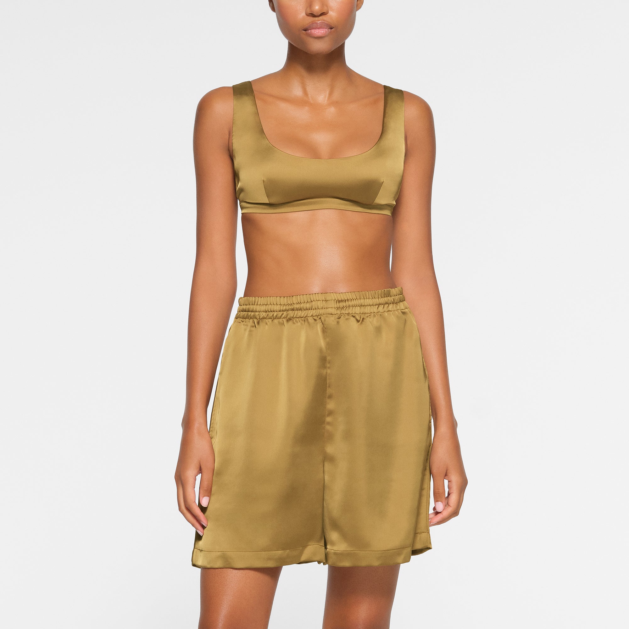 SKIMS SPORTY SATIN LOOSE SHORT | PYRITE