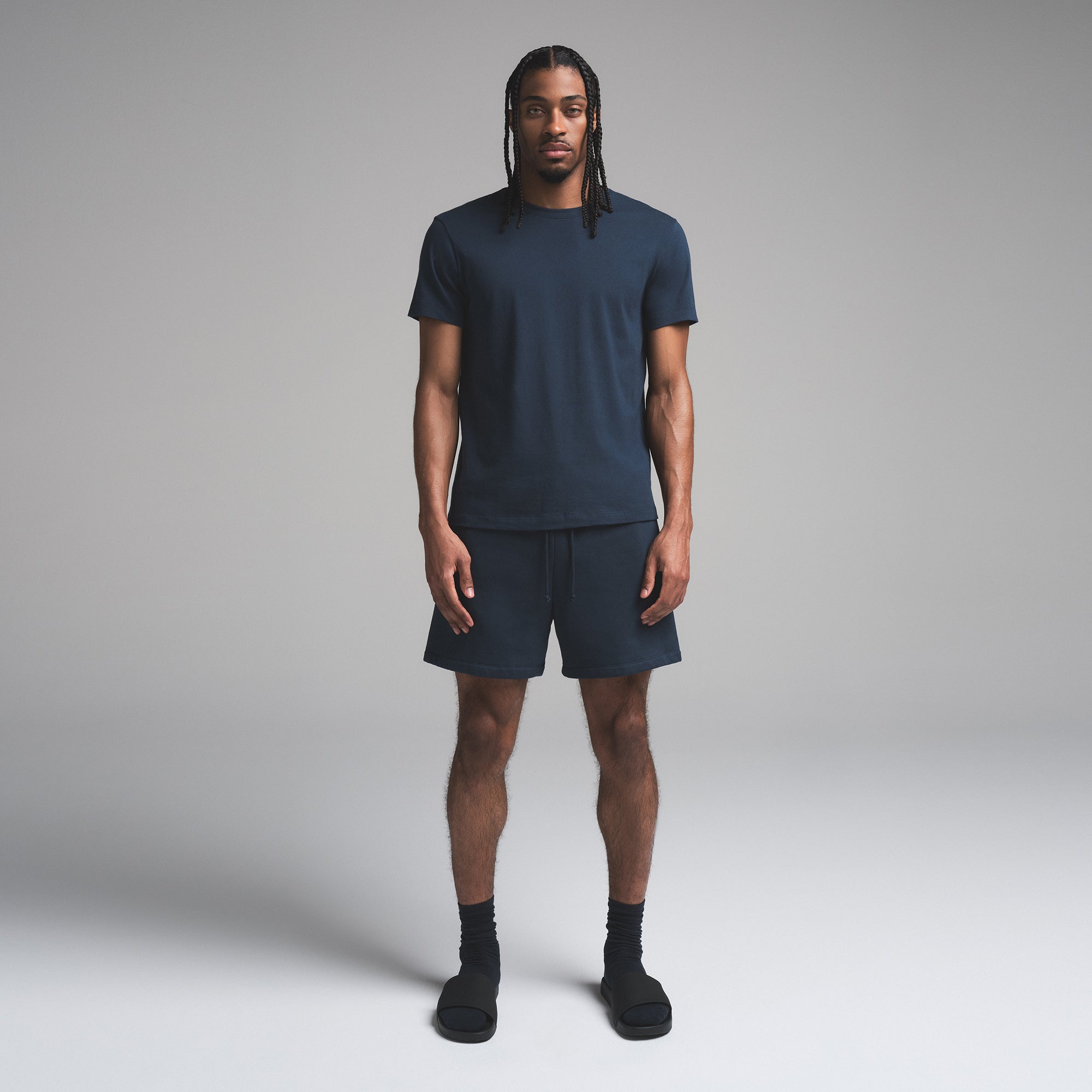 FLEECE LOUNGE MENS RELAXED SHORT | NAVY - Image 3