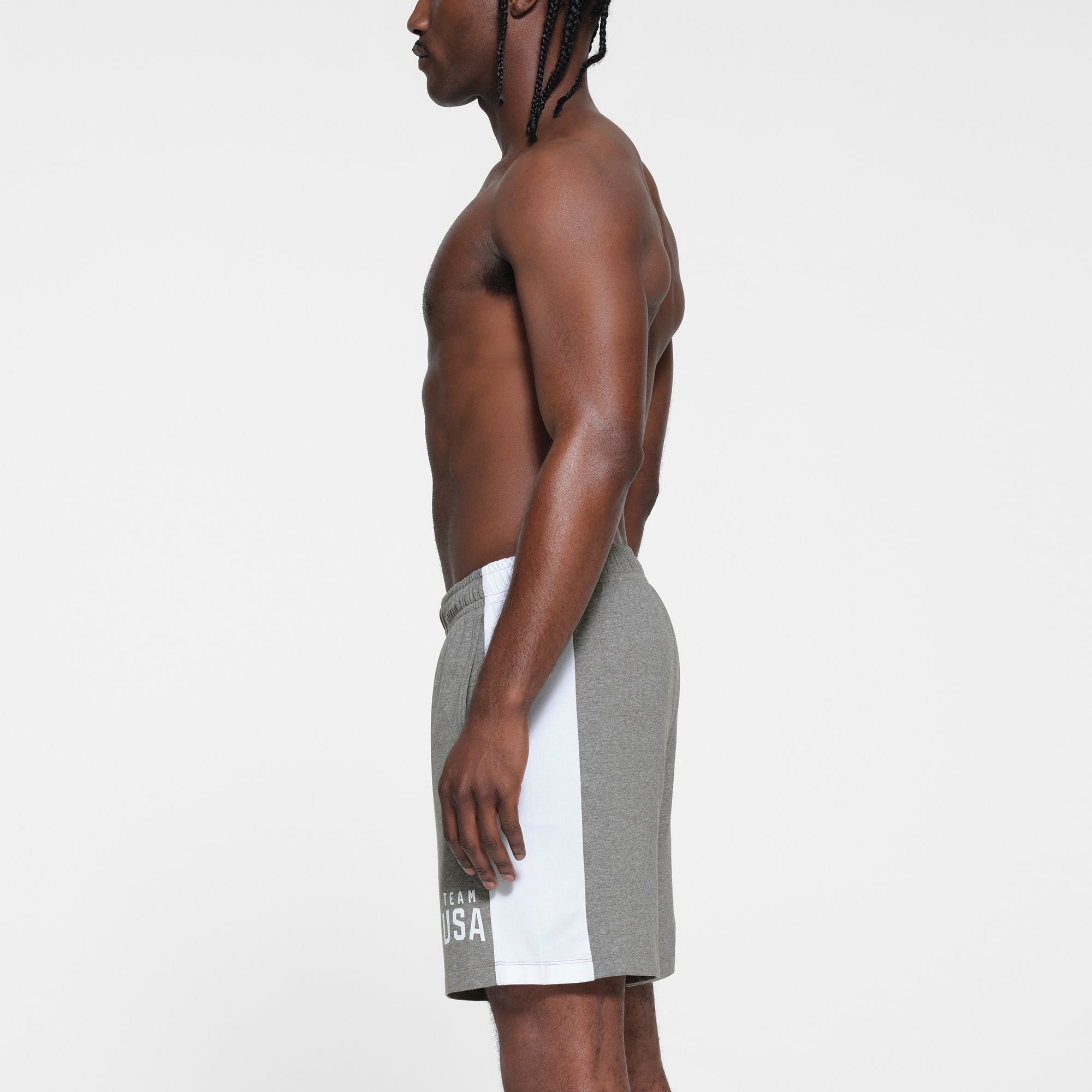 SKIMS FOR TEAM USA JERSEY SLEEP MENS OLYMPIC SHORT | HEATHER GREY - Image 2