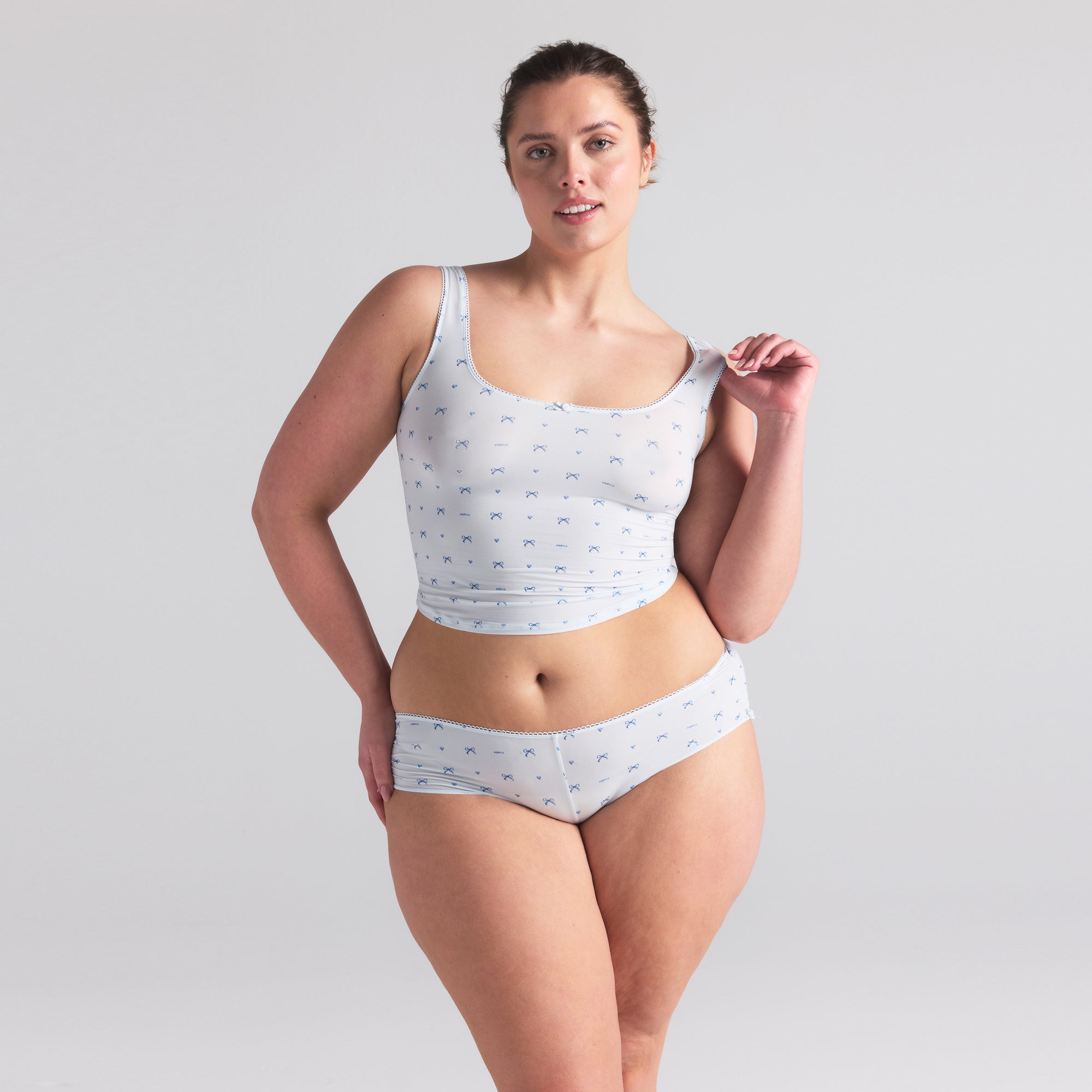 FITS EVERYBODY PICOT TANK AND HIPSTER SET | CLOUD BOW PRINT - Image 2