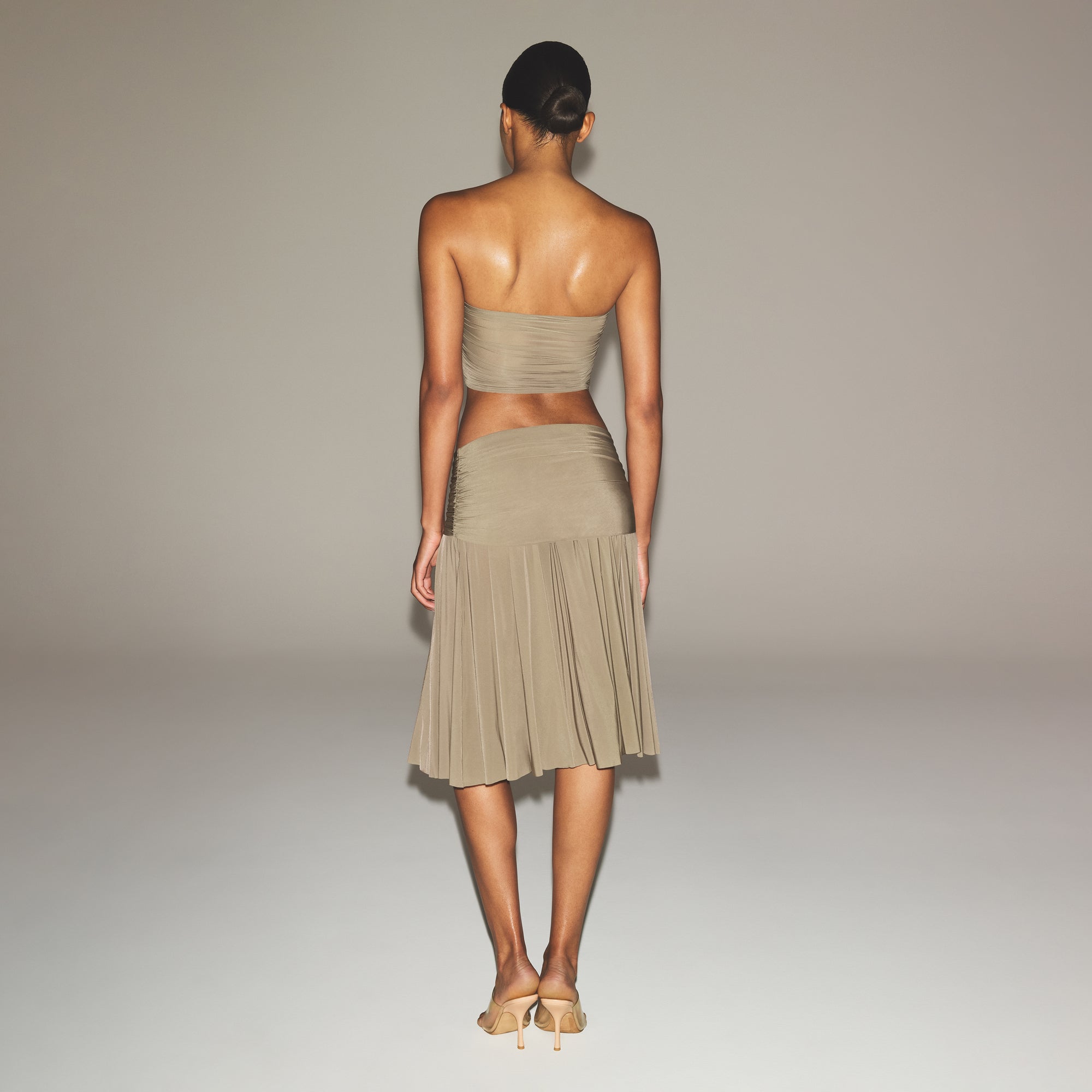 MILKY SHEER MIDI SKIRT | TRUFFLE - Image 4