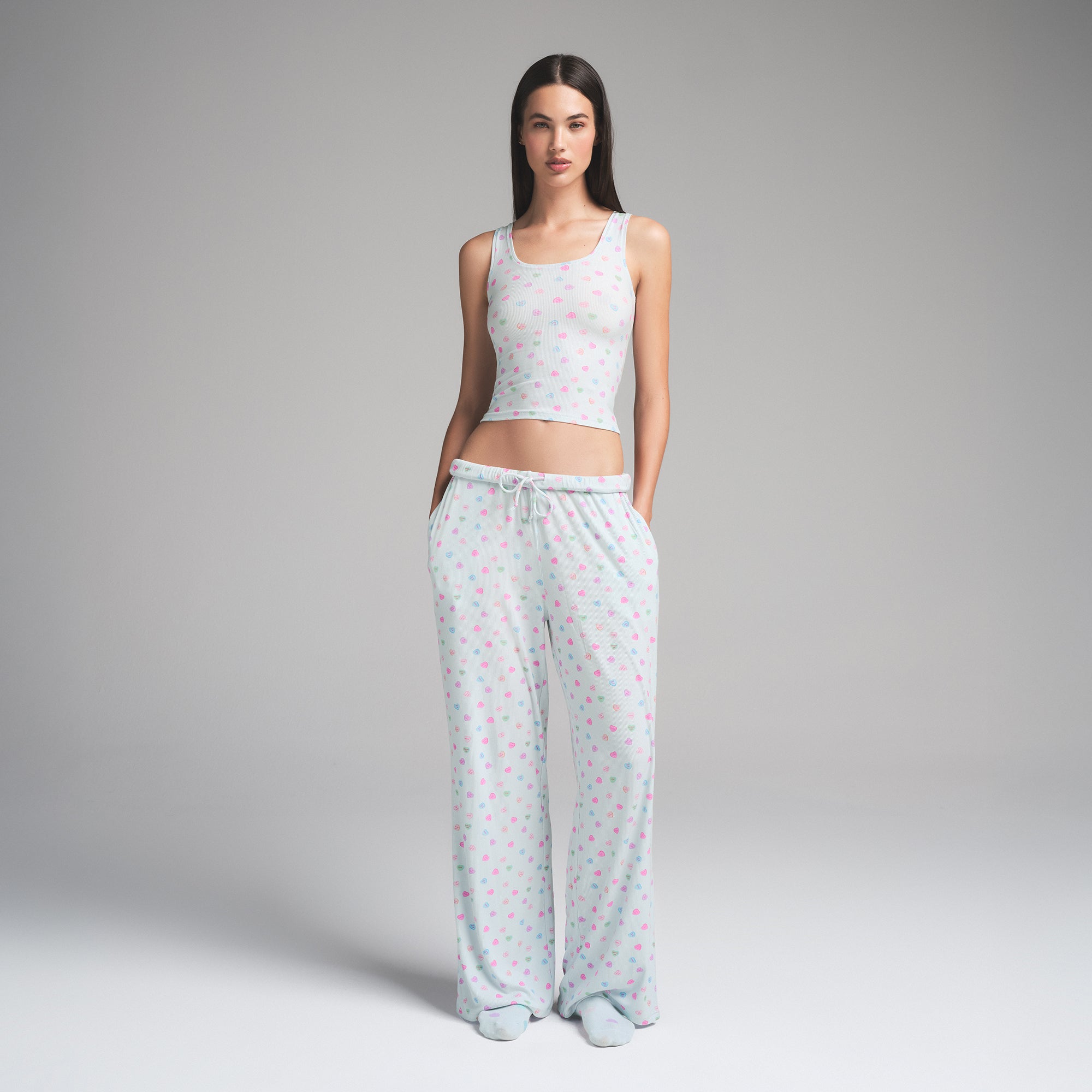 SOFT LOUNGE LOOSE PANT | CLOUD CANDY HEART PRINT