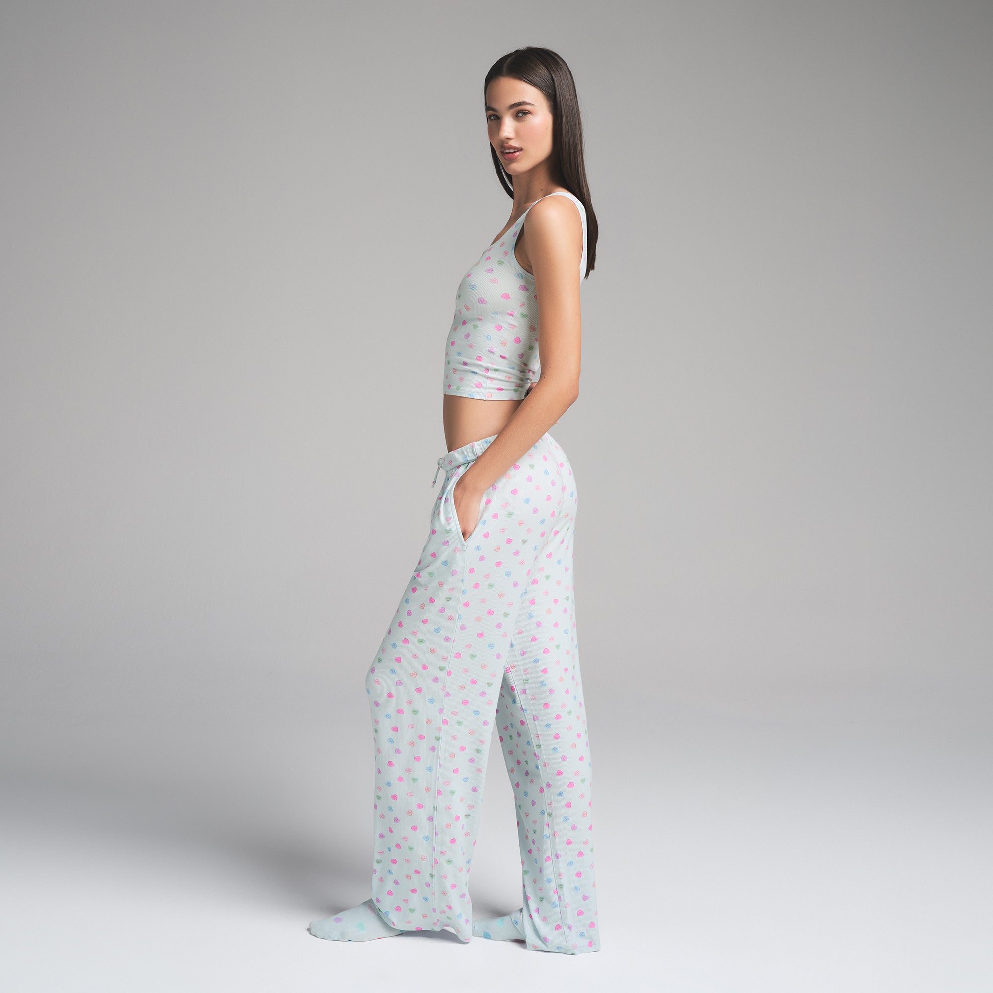 SOFT LOUNGE LOOSE PANT | CLOUD CANDY HEART PRINT - Image 2