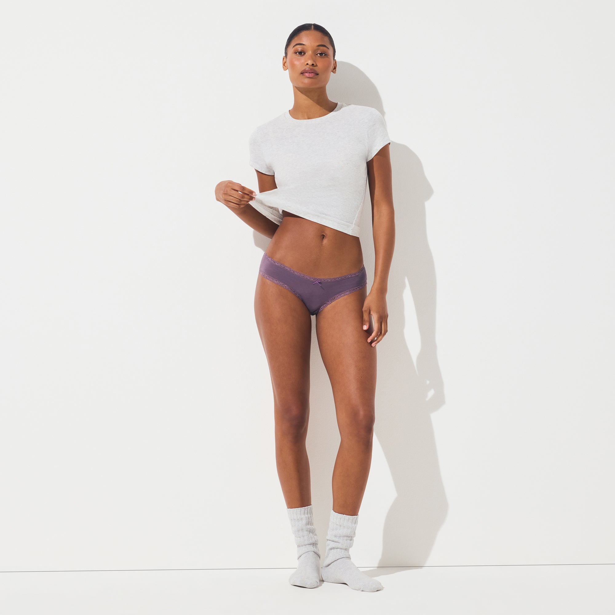 LIGHTWEIGHT COTTON LACE BRIEF | FIG TONAL