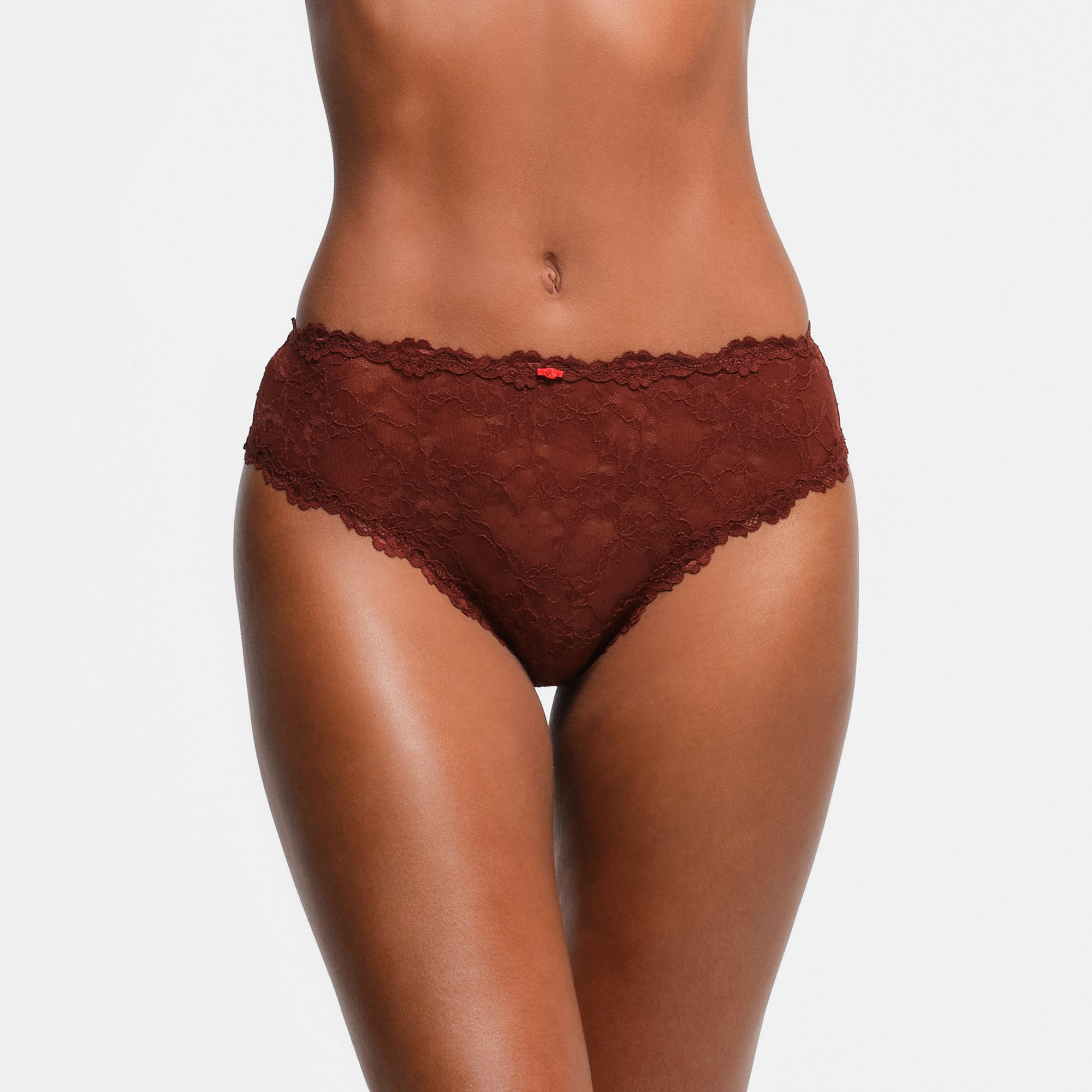 STRETCH LACE BRIEF | OXBLOOD
