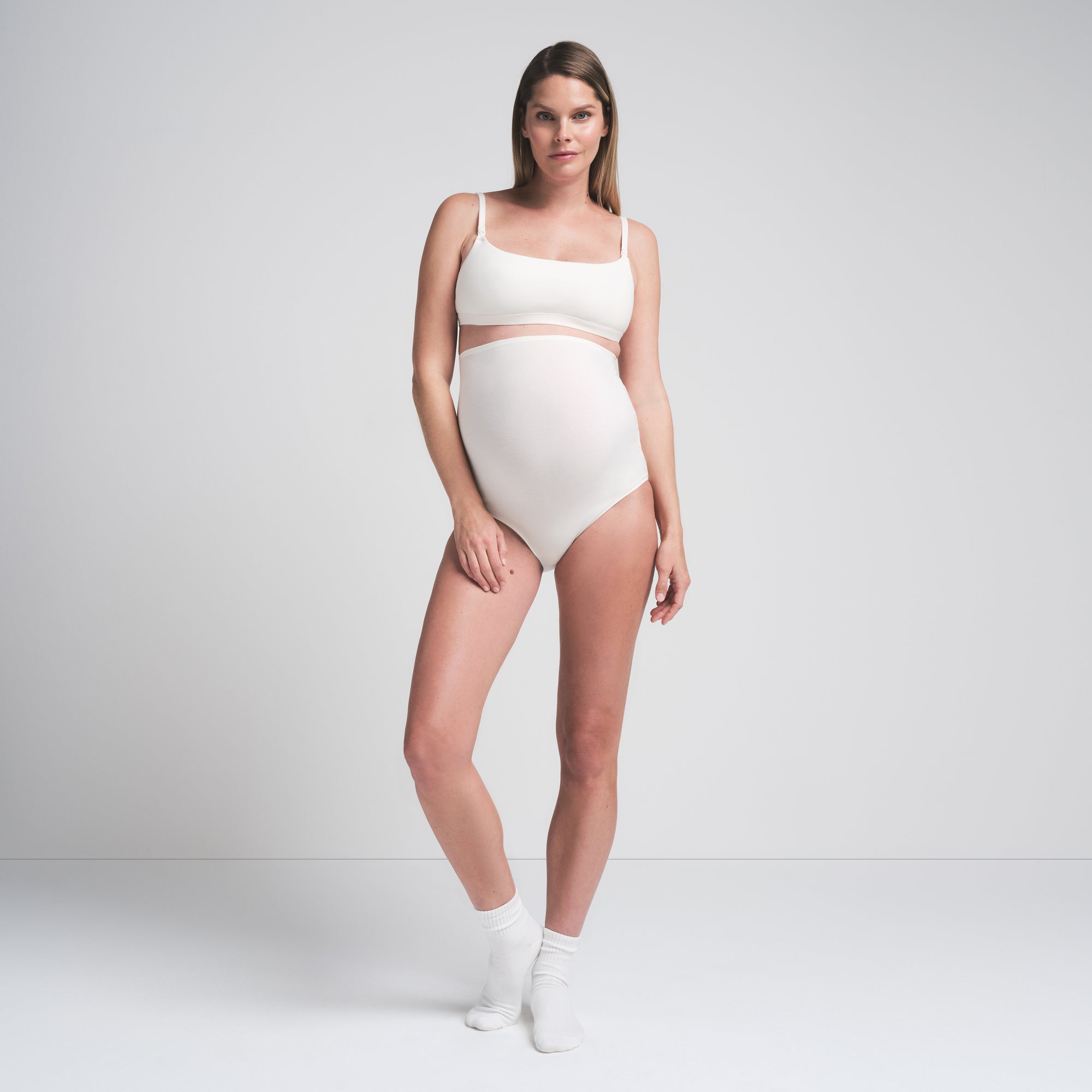 COTTON JERSEY MATERNITY HIGH-WAISTED BRIEF | MARBLE