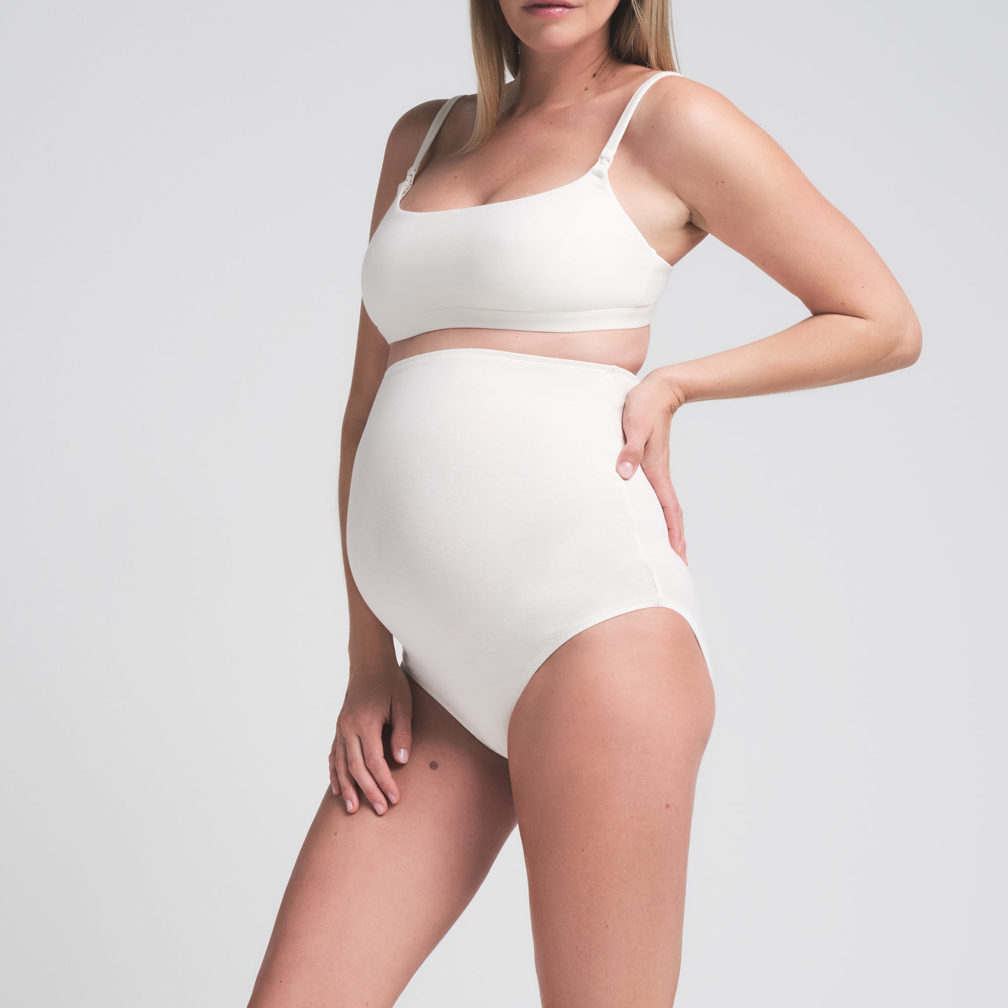 COTTON JERSEY MATERNITY HIGH-WAISTED BRIEF | MARBLE - Image 2
