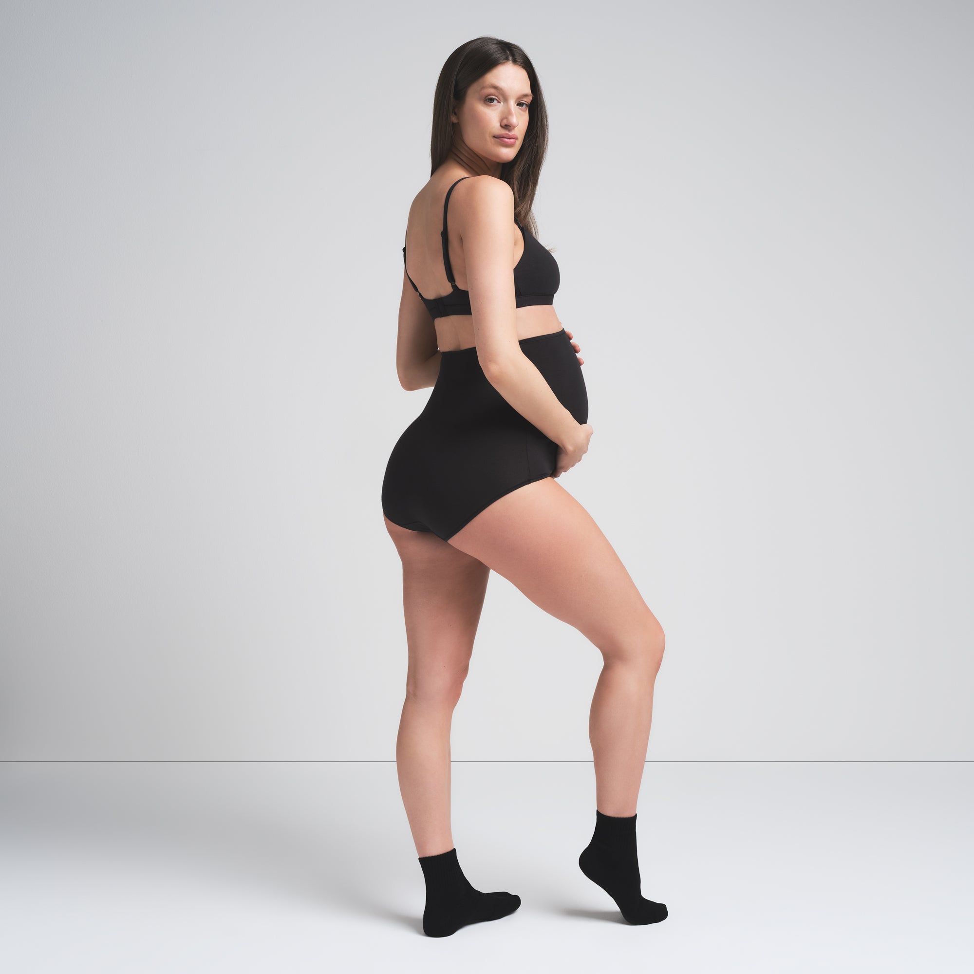 COTTON JERSEY MATERNITY HIGH-WAISTED BRIEF | SOOT
