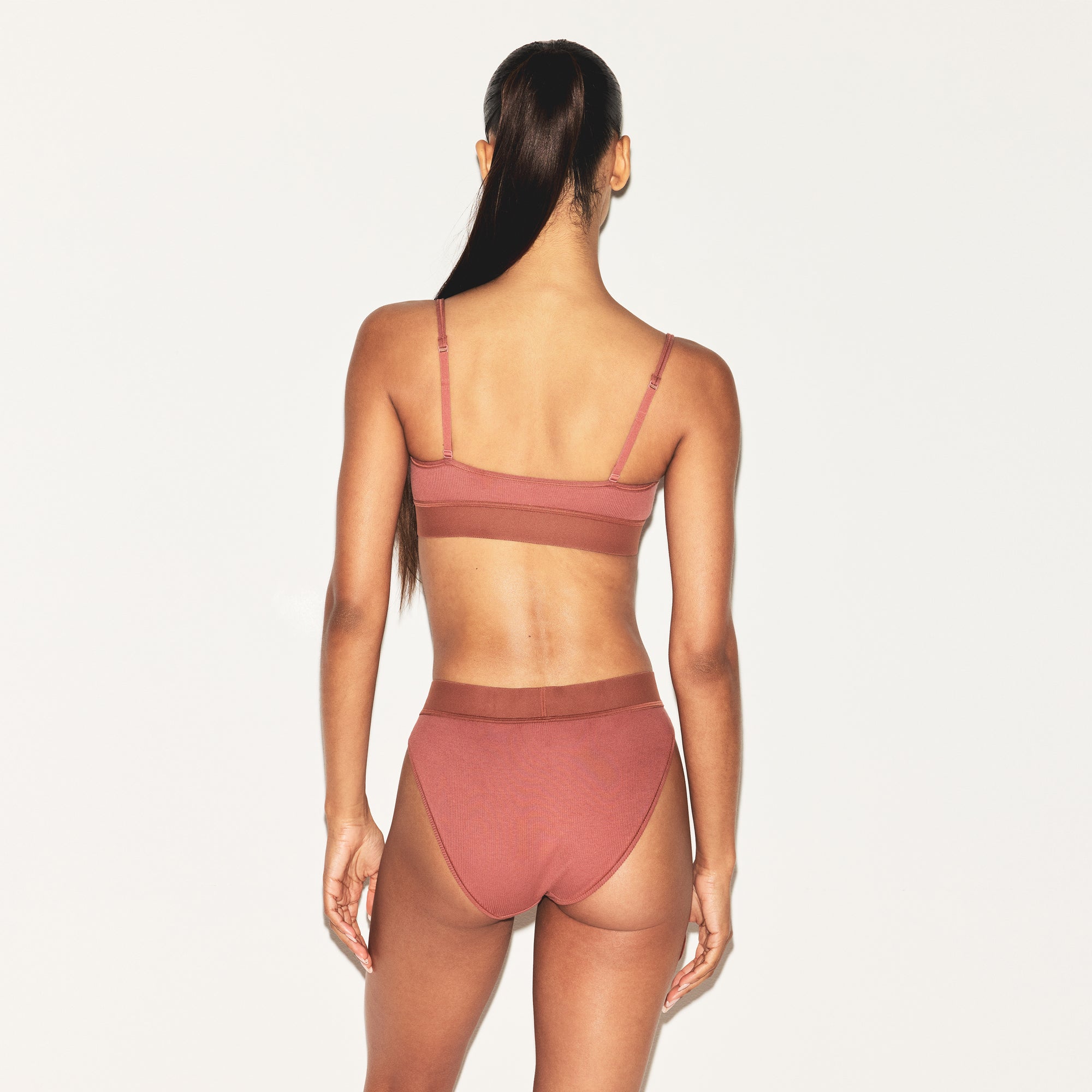 COTTON RIB SCOOP BRALETTE | REDWOOD - Image 3