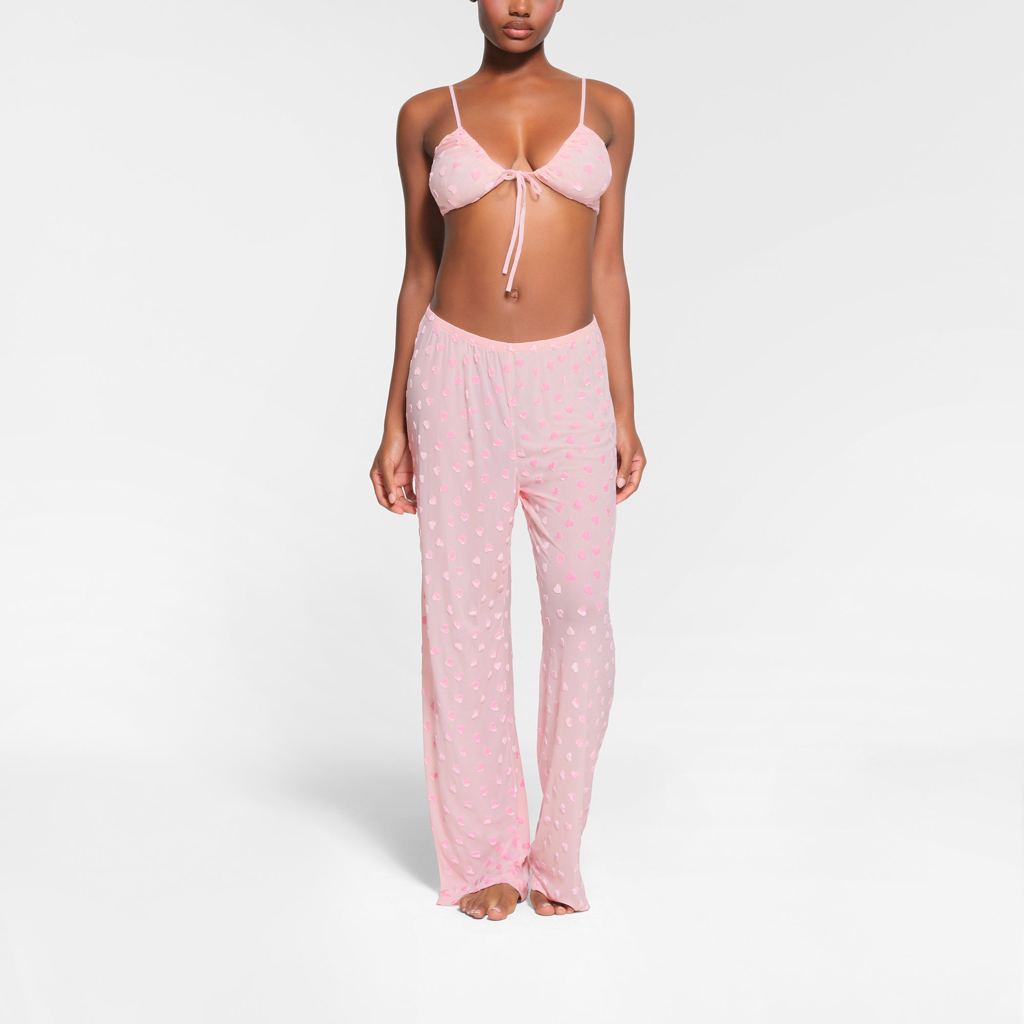 SHEER VELVET TIE FRONT BRALETTE | BABY PINK